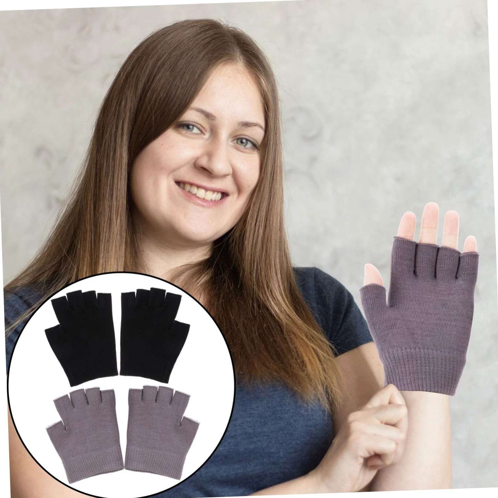 Healvian Guanti Idratanti da Donna senza Dita in Gel Olio Essenziale Vegetale e Cotone Elasticizzato, 2 Paia per Cura e Manicure Confortevole