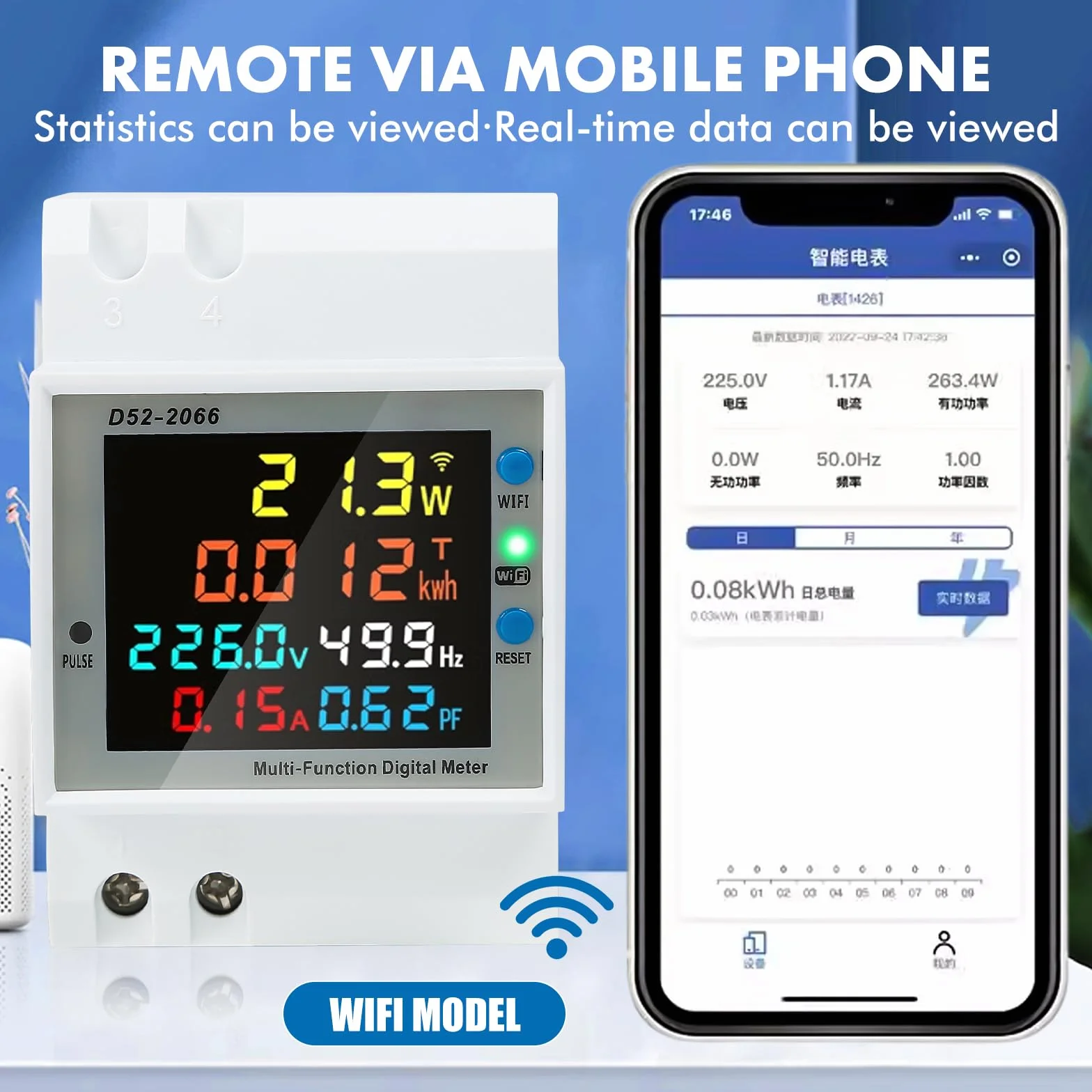 Contatore di Energia guida DIN 6 in 1 Digitale 1 Fase 2 Fili LCD Voltmetro Amperometro Multifunzione AC40-300V 100A