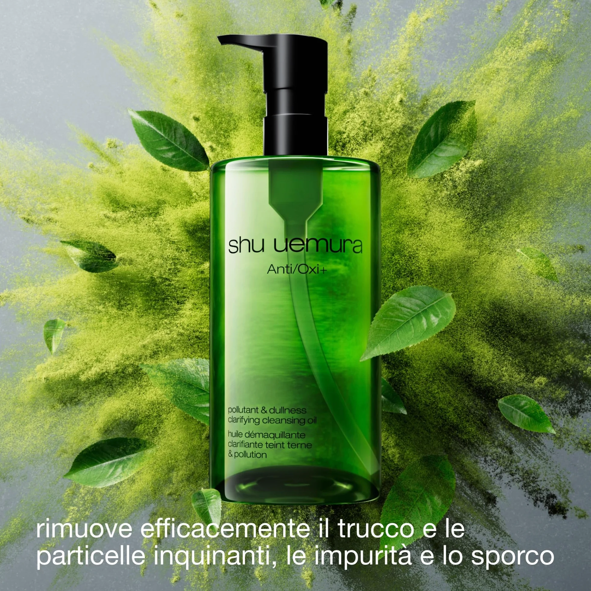Shu Uemura Anti/Oxi+ Olio Struccante Viso, Olio Antiossidante per Pelle Spenta, Detergente Viso Anti-Inquinamento, Arricchito con Matcha di Uji Giapponese, Tutti i Tipi di Pelle