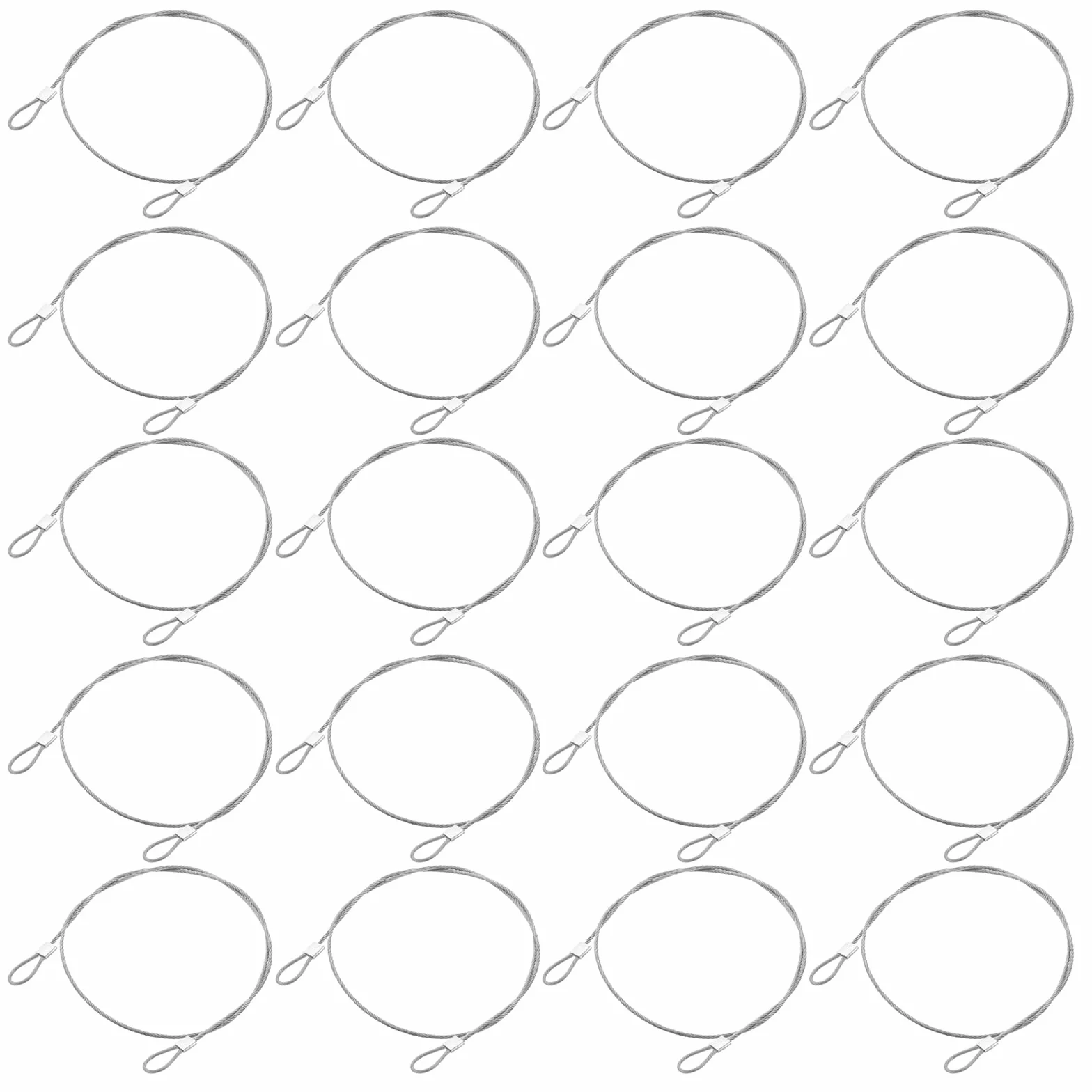 Cavo Lanyard in Acciaio Inossidabile 20cm x 1.5mm, 20 Pezzi per Mobili e Viaggi, Argento
