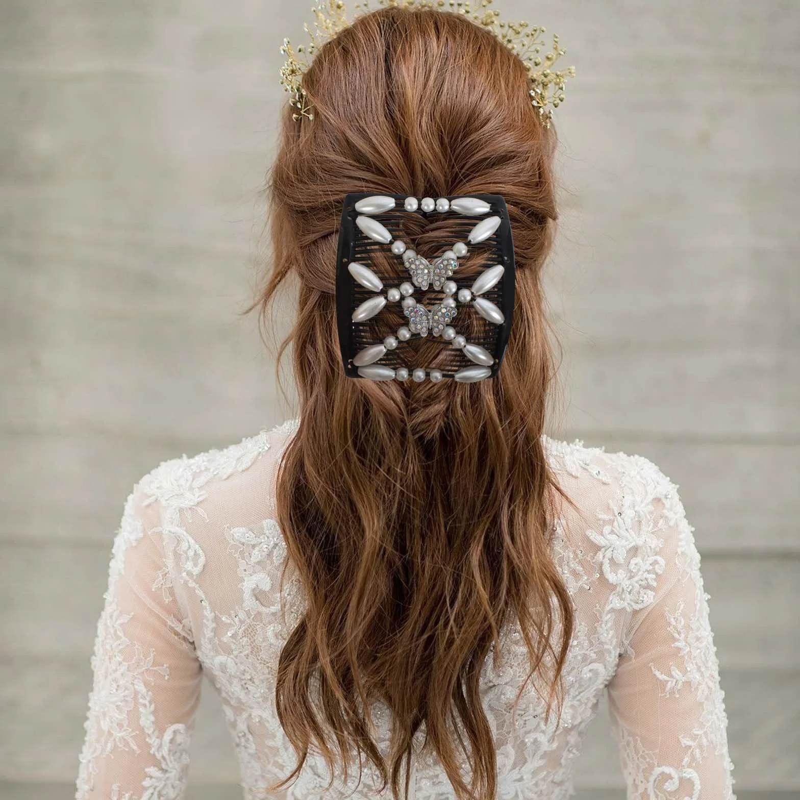 4 Pezzi Magic Hair Comb per Capelli, Pettini per Capelli Fermagli per Capelli, Doppio Pettine Fermacapelli Signore Clip, Fermagli a Pettine Magico Elastici per Donne Ragazze Accessorio per Capelli