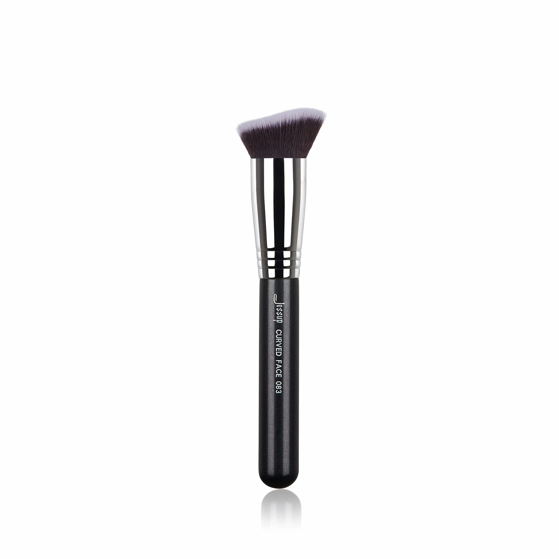 Jessup professionale pennello da trucco fondotinta faccia blush cosmetico capelli sintetici nero / argento1 pz B083-083
