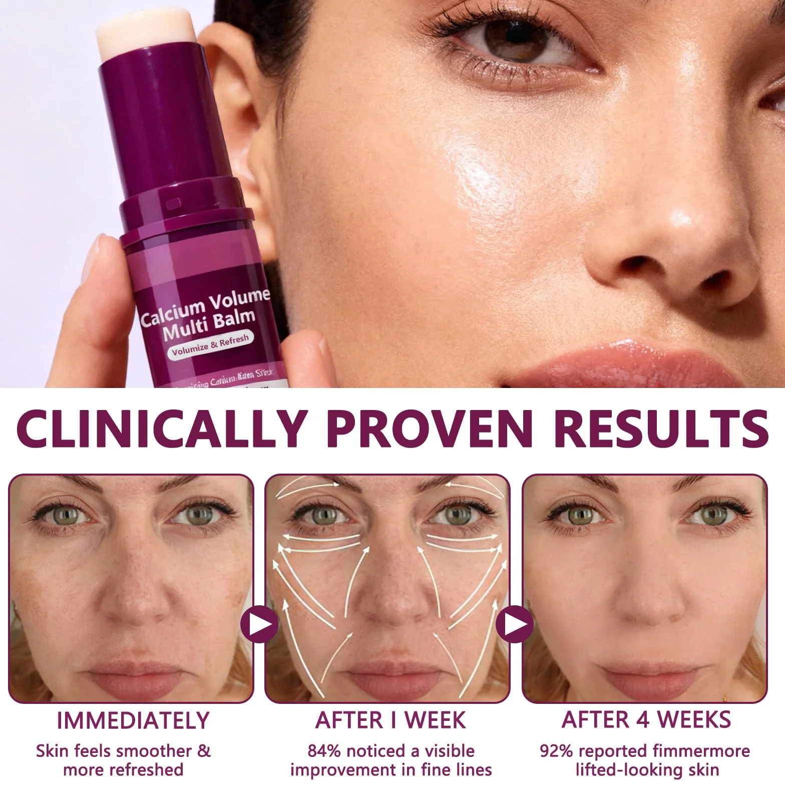 Calcium Multi Balm Stick, Calcium Volume Multi Balm Stick, Sticks Idratante al Collagene Coreano, Balsamo Anti-Età, Idratante, Antirughe, Sticks di Calcio Idratanti per Occhi, Viso, Collo