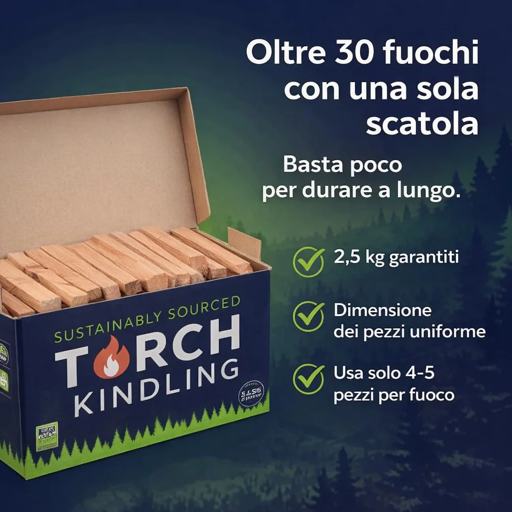 Accendifuoco naturale essiccato in forno 2,5 kg bastoncini per stufa a legna barbecue camino