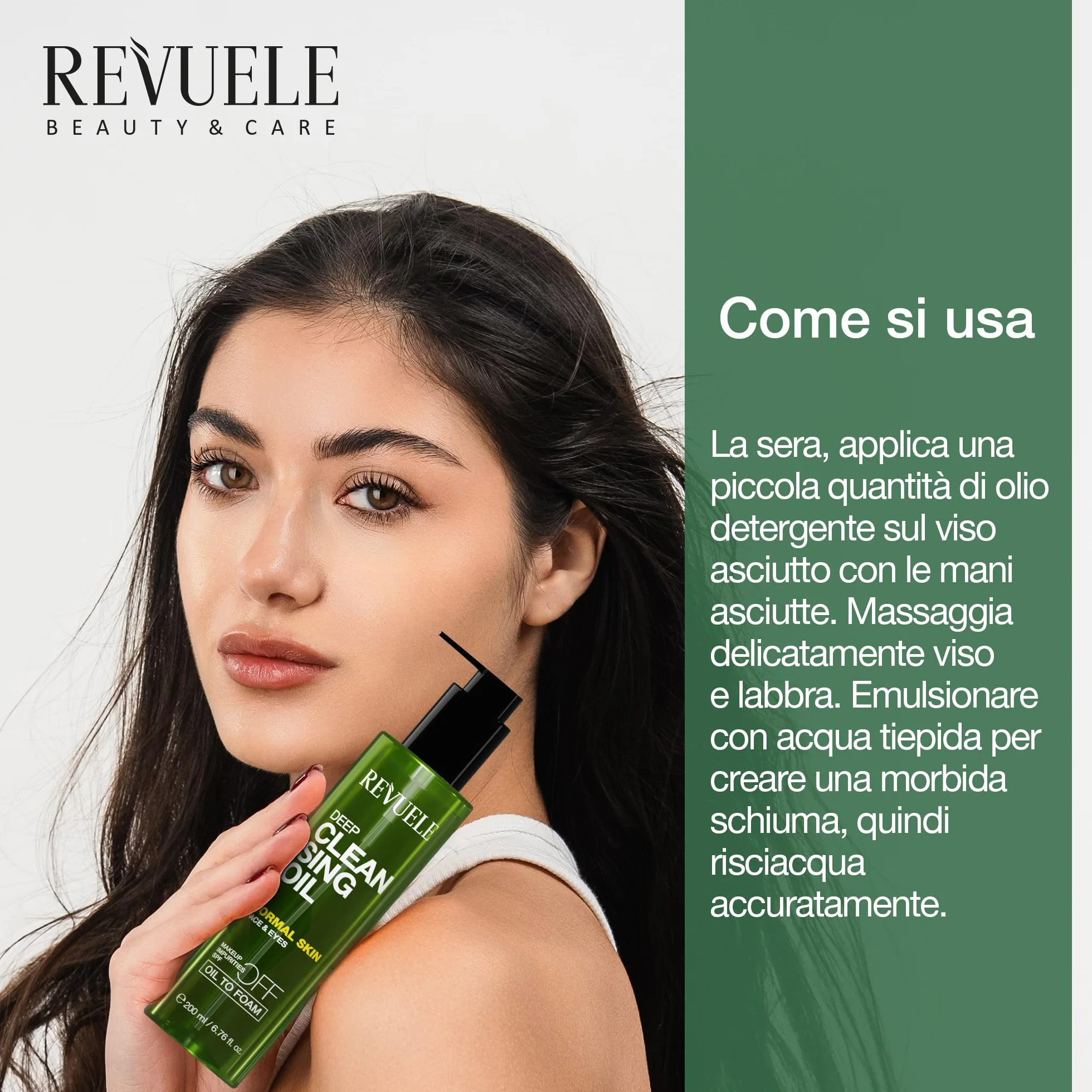 REVUELE REVUELE Olio Detergente Profondo – Struccante Viso & Occhi ad Azione Purificante, Trasforma in Schiuma, Rimuove Trucco, Sebo e Residui di Solari, Idrata e Lascia Pelle Fresca e Radiosa, 150 ml