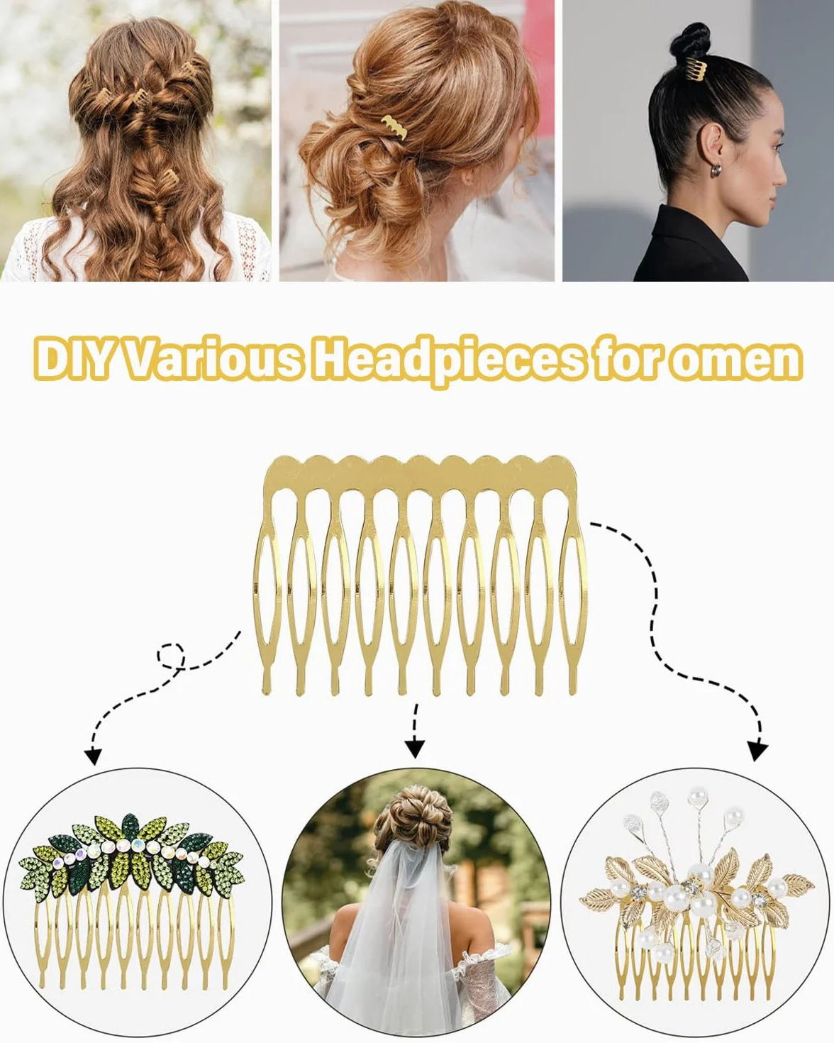 8 Pezzi Pettine per Capelli Laterali in Plastica Pettine Francese Fermagli per Capelli Decorativi Pettini Fermacapelli Accessori per Capelli Fini Donne,4 misure