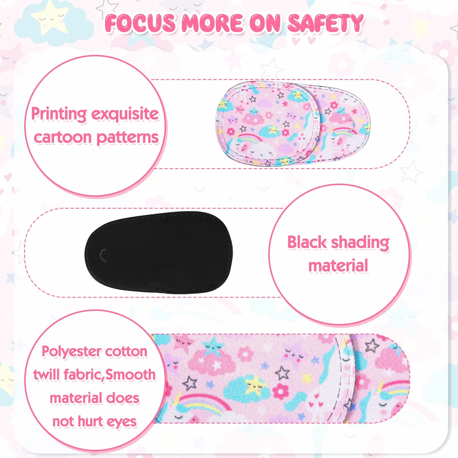 HIFOT 8 Pezzi benda occhio pigro bambini,benda occhiali bambina eye patch coprente per occhio pigro ambliopia,Benda per occhio per occhiali che curano ambliopia