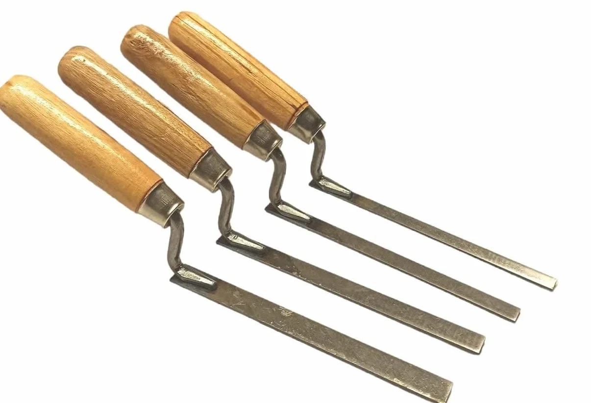 Set di 4 cazzuole a punta forte in acciaio al carbonio con manico in legno 8 10 12 14 mm