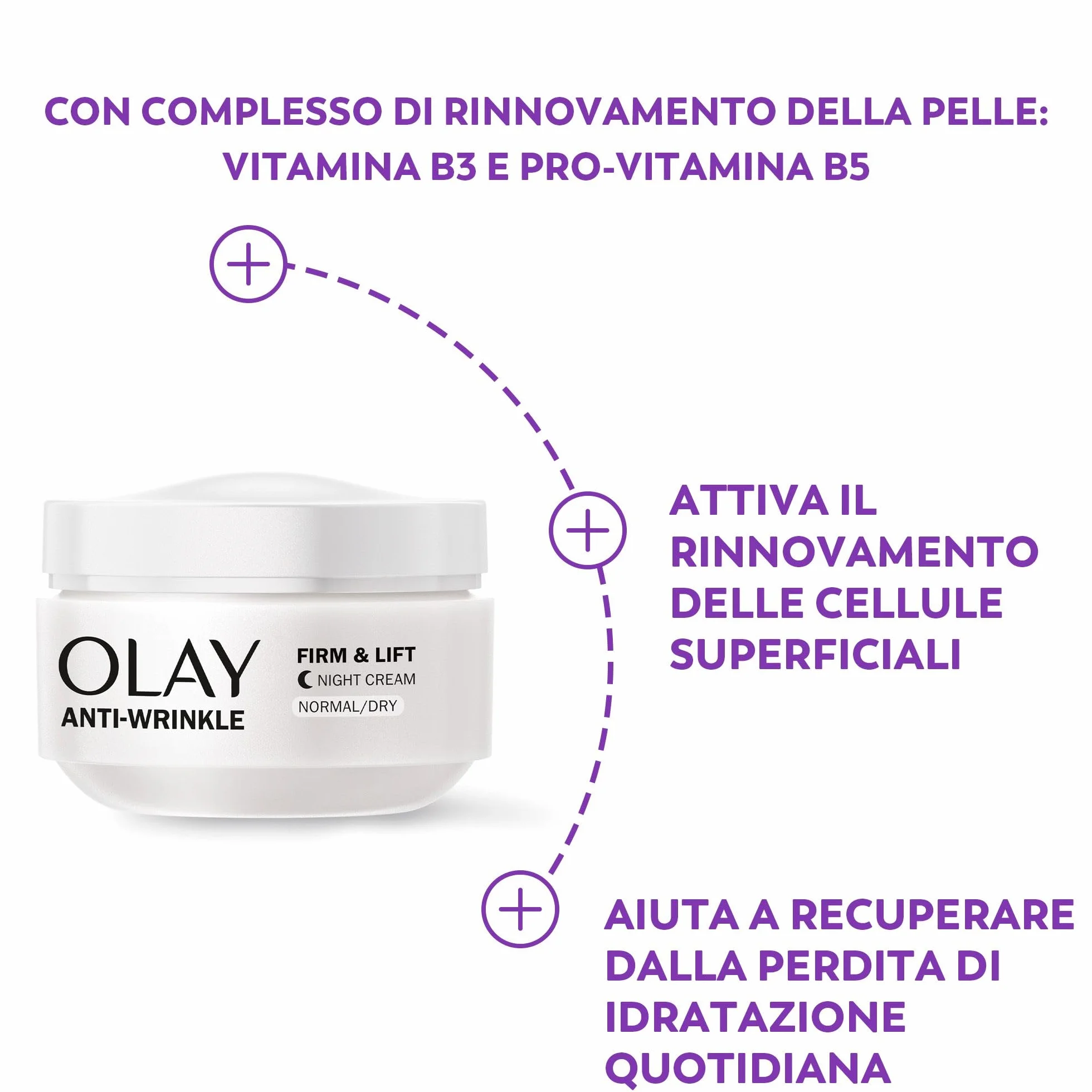 Olay/Olaz Anti-Rughe Tonifica E Rassoda Crema Notte Idratante Anti-Età, 50ml