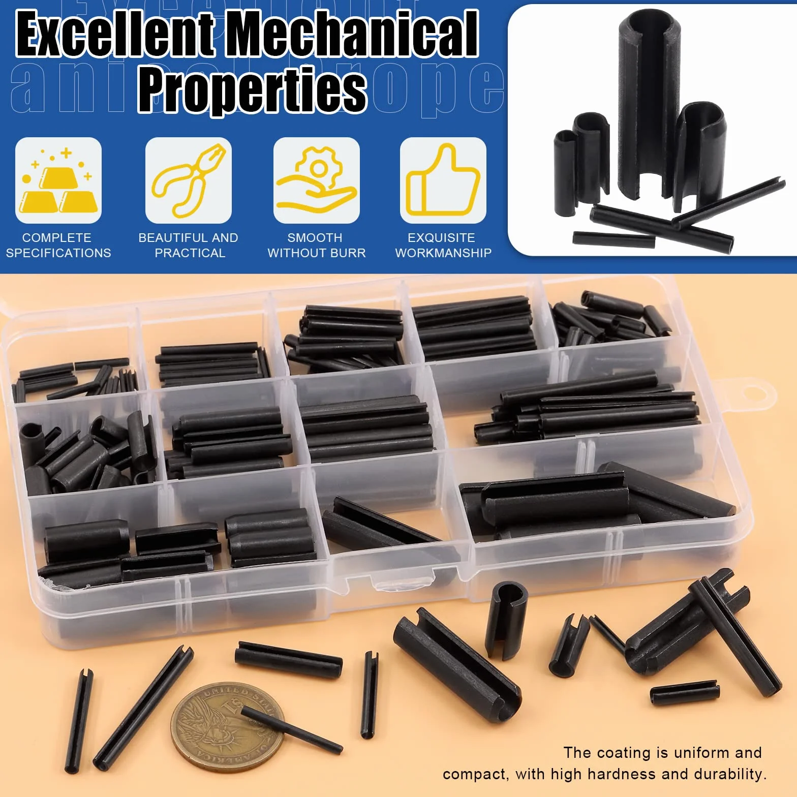 Glarks Set 230 perni a molla scanalati 11 misure M2 M3 M4 M5 M6 M8 M10 kit assortito