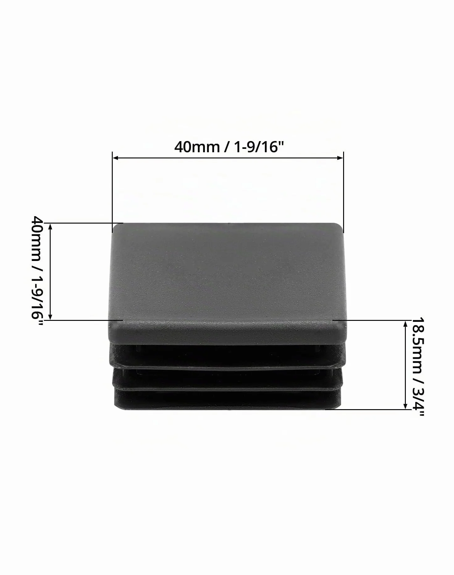 Tappo quadrato QWORK 40x40 mm plastica nero 20 pezzi