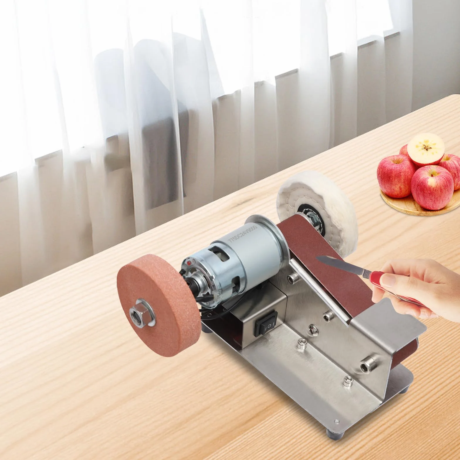 Mini levigatrice a nastro con disco abrasivo 4500-9000 giri/min regolazione velocità 7 livelli
