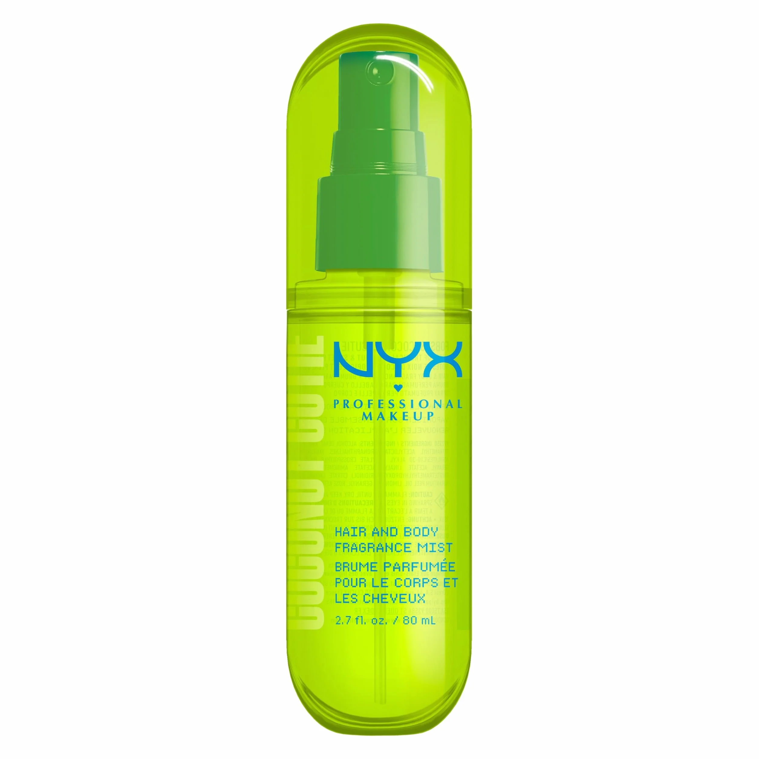 NYX Professional Makeup Fat Oil Body Mist Spray Corpo e Capelli, Fragranza Dolce, Effetto Delicato, Note di Cocco e Pesca, Coconut Cutie, 80 ml
