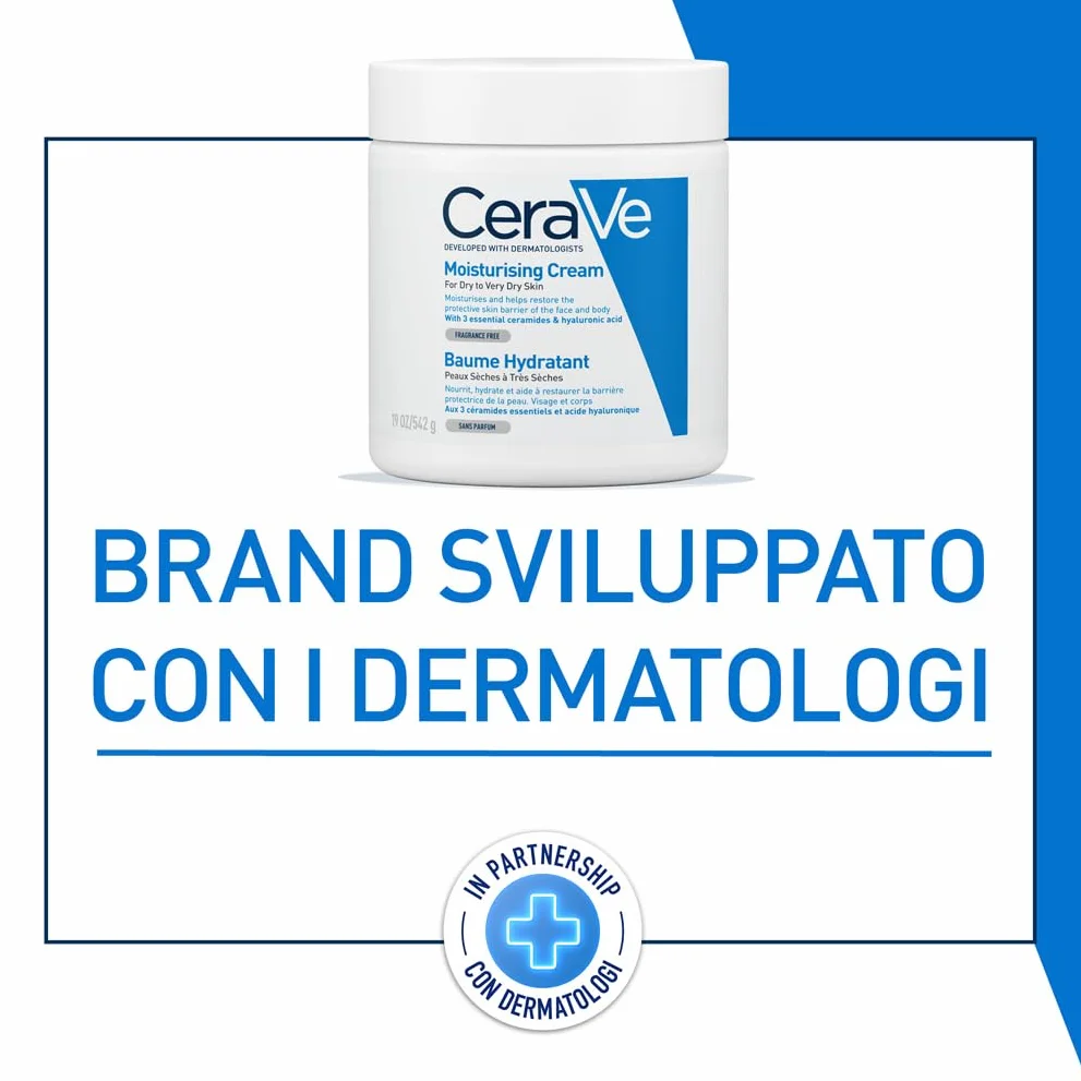 CeraVe Crema Idratante Viso e Corpo, Per Pelli da Secche a Molto Secche, Azione Protettiva e Ripristino della Barriera Cutanea, Con 3 Ceramidi e Acido Ialuronico + Routine Correlate a Questo Prodotto