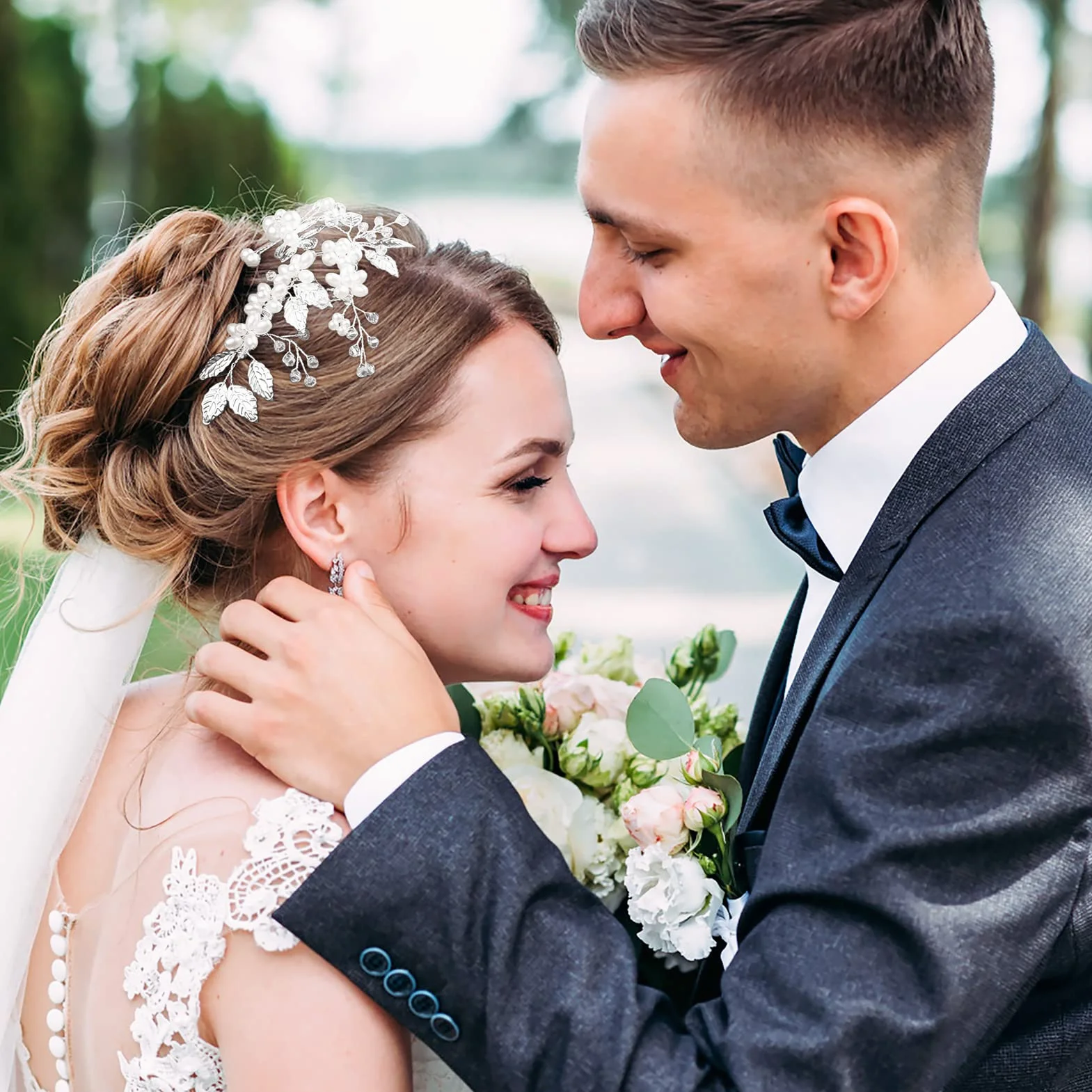 4 Pezzi Accessori Capelli Sposa Pettine Fermaglio con Perle Strass Forcine a Forma di U per Donne e Ragazze