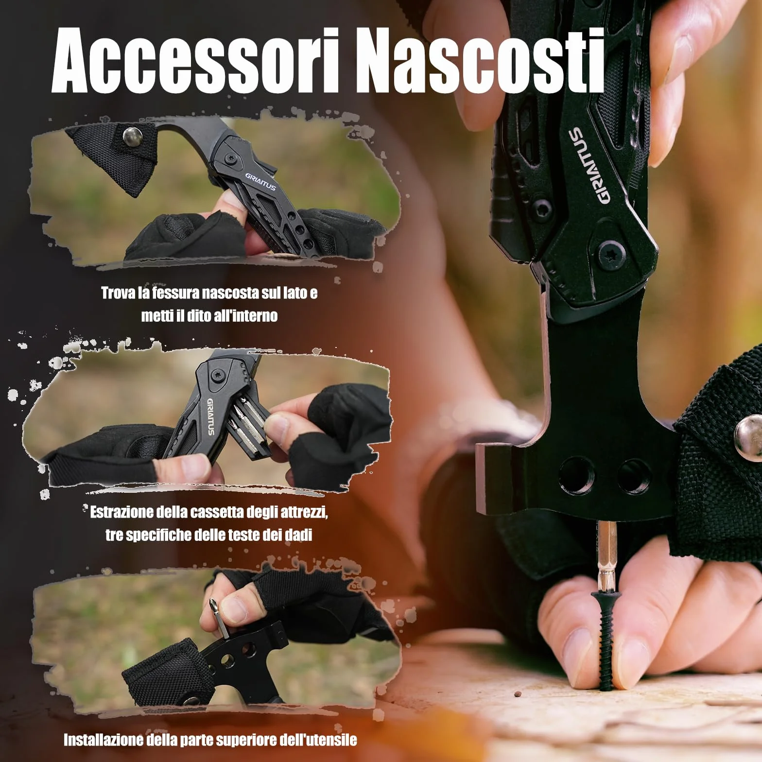 Multitool 16w1 Asce Sopravvivenza Coltello Martello Pinze Seghetto Cacciavite