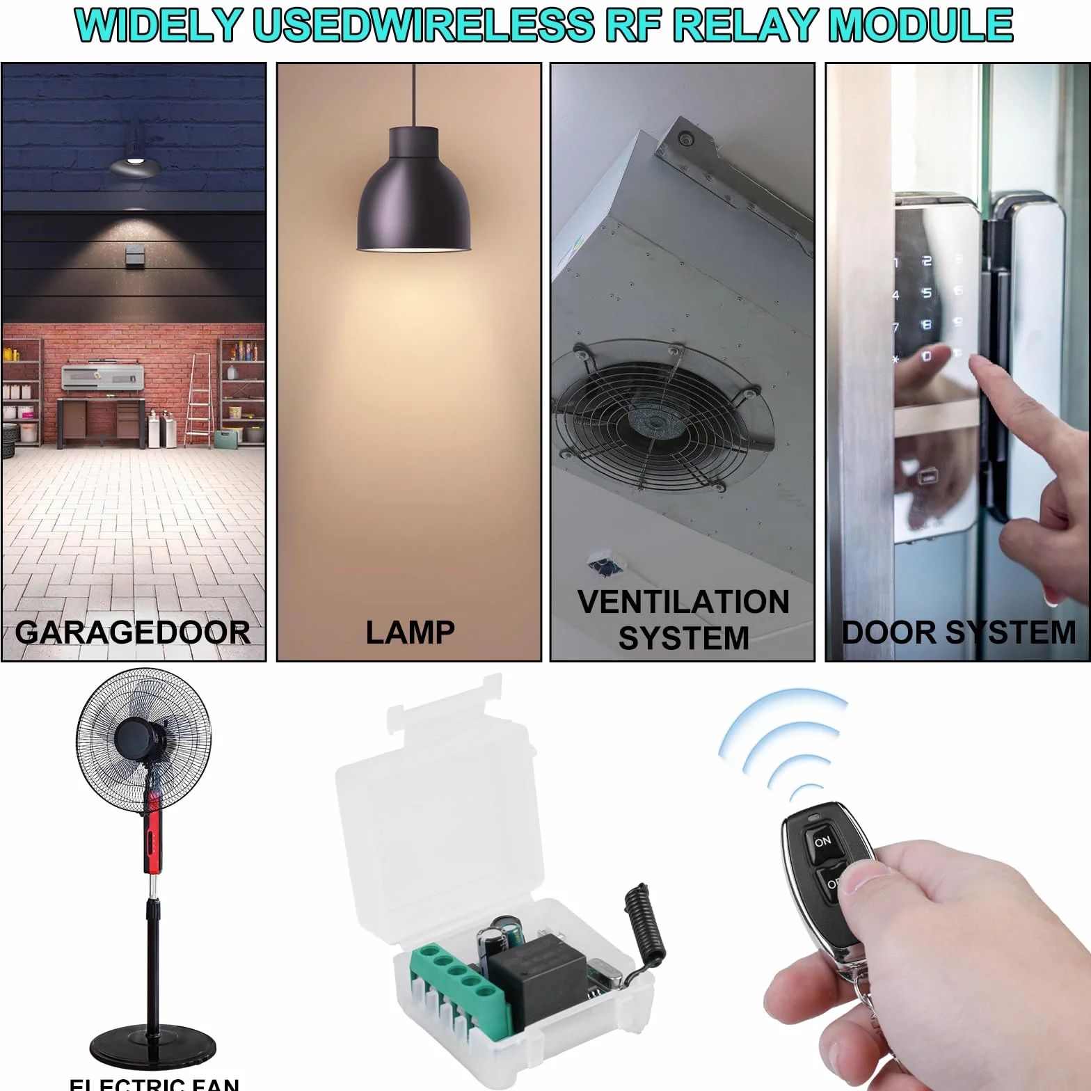 433MHz Telecomando Senza Fili 1 Canale AC 220V 230V Ricevitore Relè RF con 2 Trasmettitori per Porta del Garage