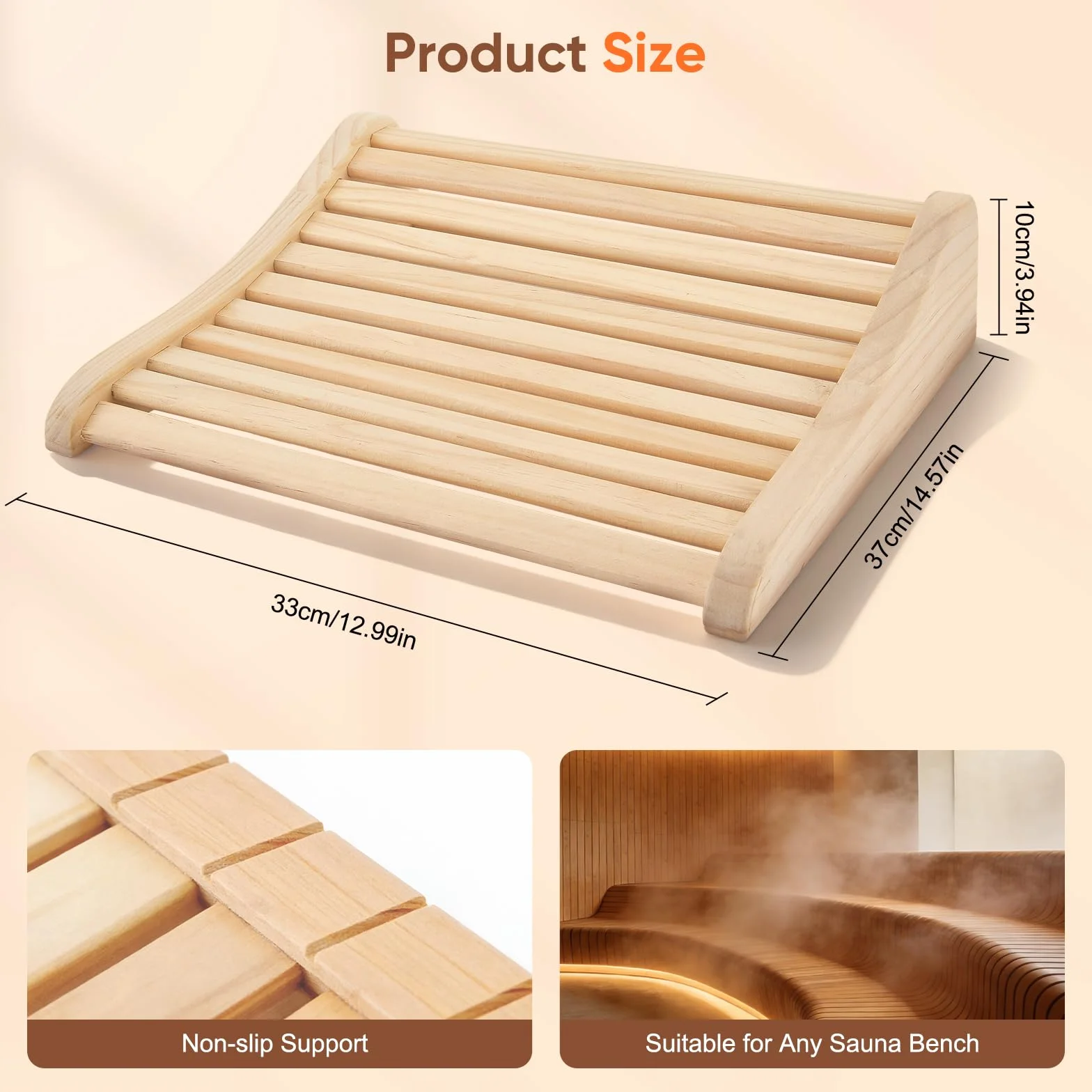 Poggiatesta Sauna in Legno 2 Pezzi, Cuscino Testa Cedro Naturale 37x33x10cm