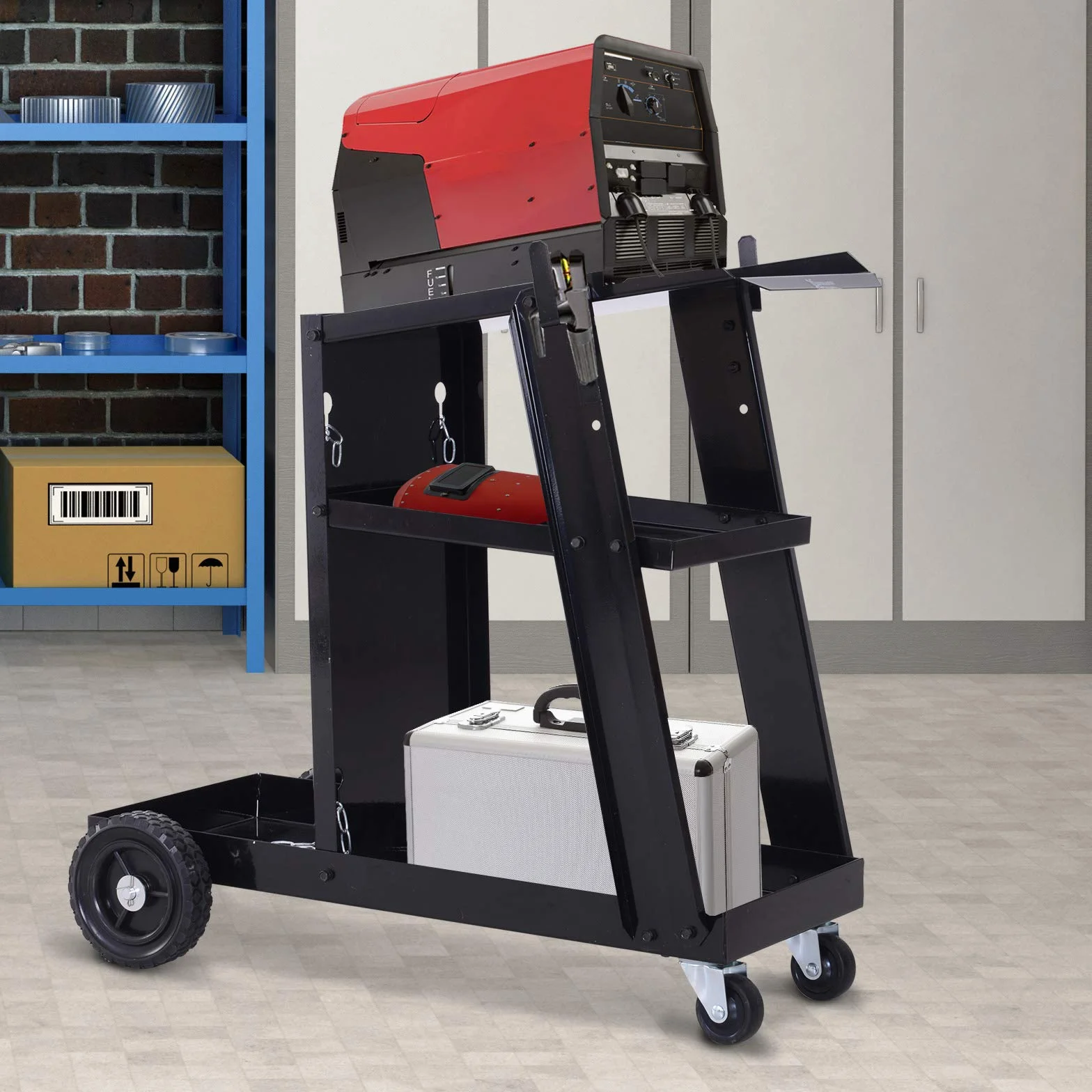 DURHAND Carrello Portautensili Attrezzi Multiuso 3 Ripiani da Officina Nero