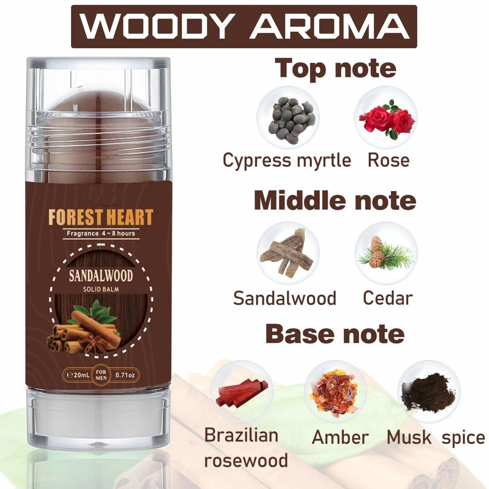 Woody Fragranza Solido Balsamo Profumo, Balsamo Solido Profumo per Donne e Uomini, Balsamo Portatile Profumo Idrata e Ammorbidisce La Pelle Secca Adatto Per Viaggi E Uso Quotidiano, Ricarica Il Tuo