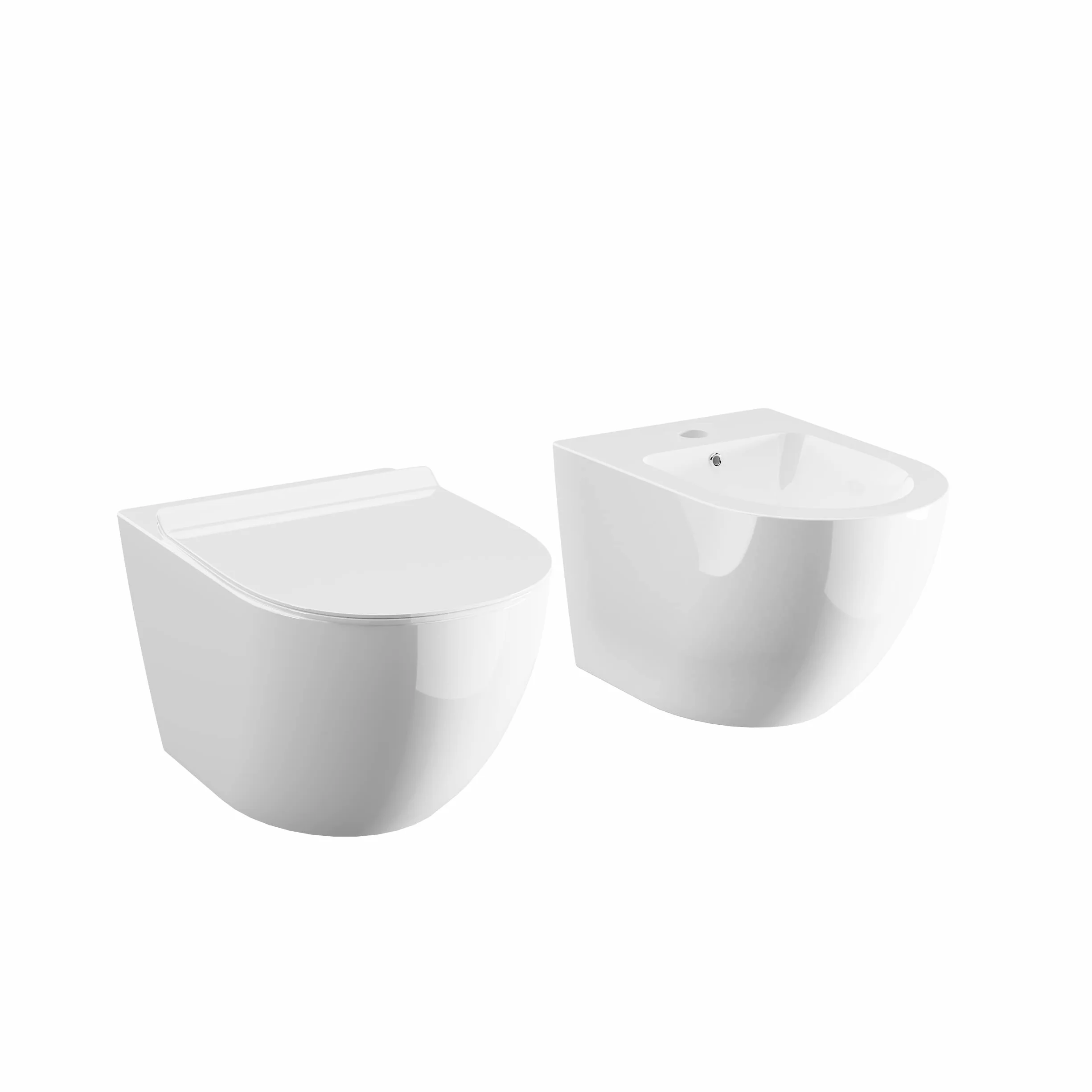 Vaso Bidet Sospeso Rimless Senza Brida Sedile Soft-Close Mod. Parigi