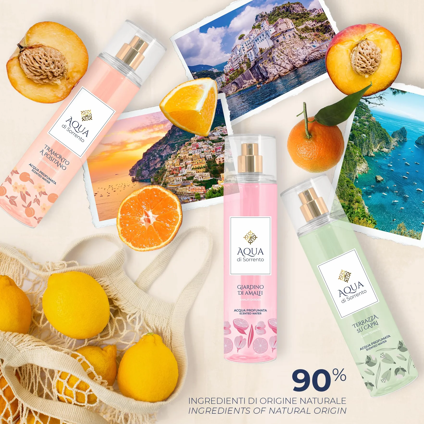 ACQUA DI SORRENTO | Terrazza su Capri Acqua Profumata, Famiglia Olfattiva Fiorita, Fruttata e Legnosa, Made in Italy, 245 ml