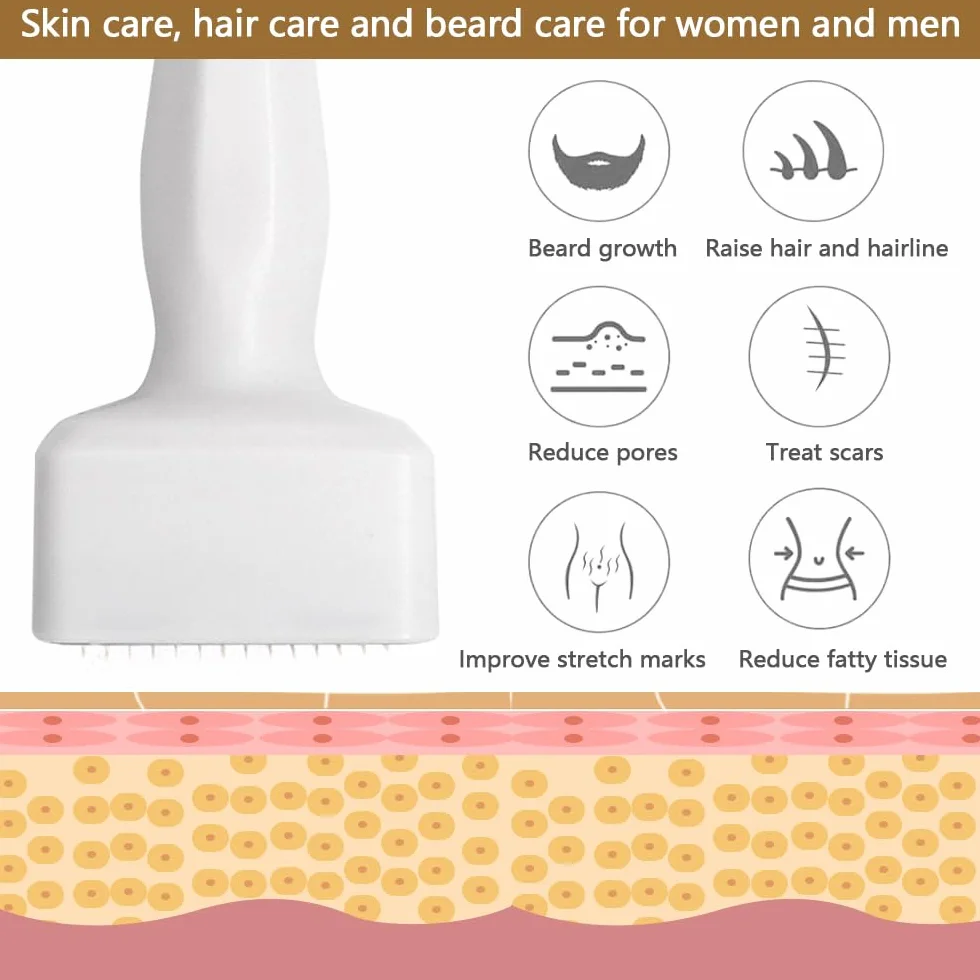 Derma Stamp, Aoyswuz Microneedle Derma Rullo Regolabile 140 Titanio Aghi Timbro Microneedling per Crescita dei Capelli Cura Della Pelle dei Viso