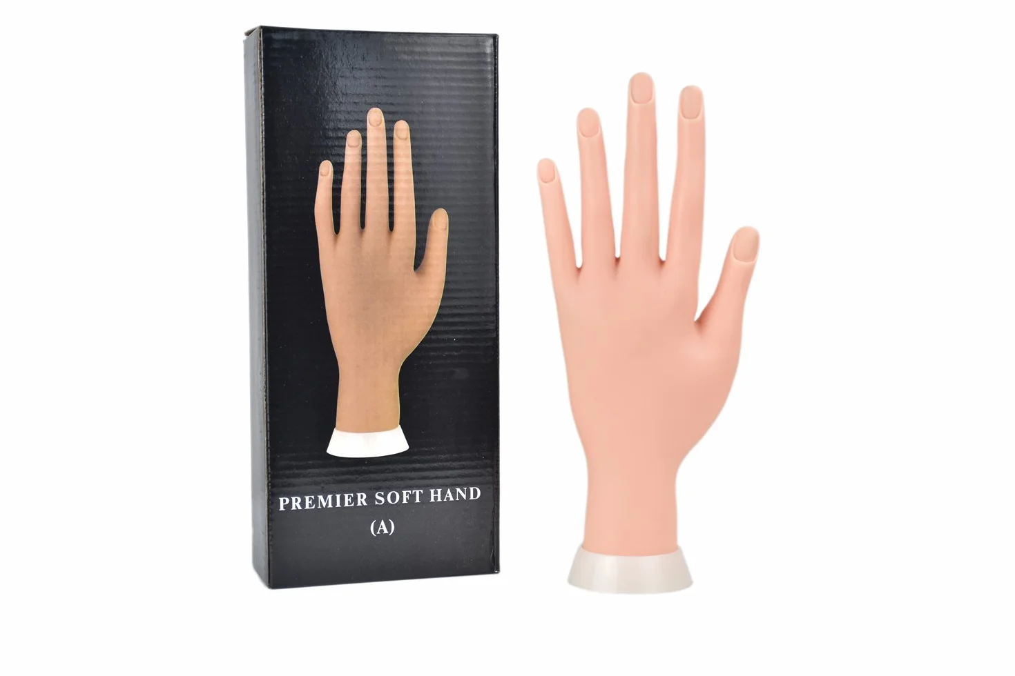 Mano finta con unghie per praticare la manicure, flessibile, mobile, in morbida plastica, per esercitazioni di nail art