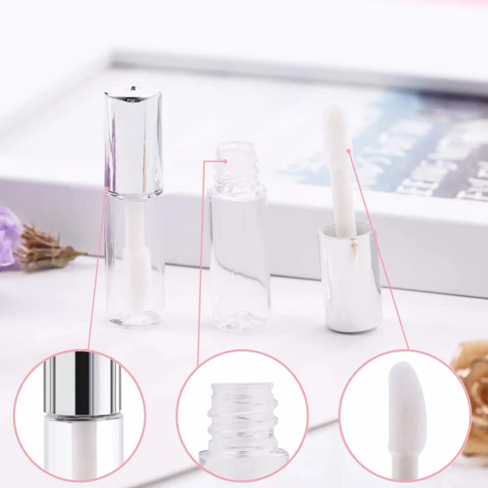 Mini tubo vuoto per lucidalabbra, Tubi per Lucidalabbra con Bacchetta, 45 pezzi mini balsamo per labbra da 1,2 ml bottiglia carina contenitore cosmetico vuoto tubo lucidante da viaggio