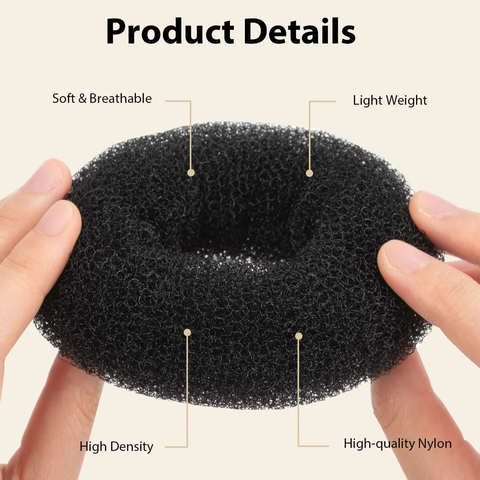 Ciambelle per chignon, set da 63 pezzi con retine per chignon, forcine e fasce elastiche, ciambelle per capelli, accessori per capelli per ragazze, bambini, donne, ballerine (nero)