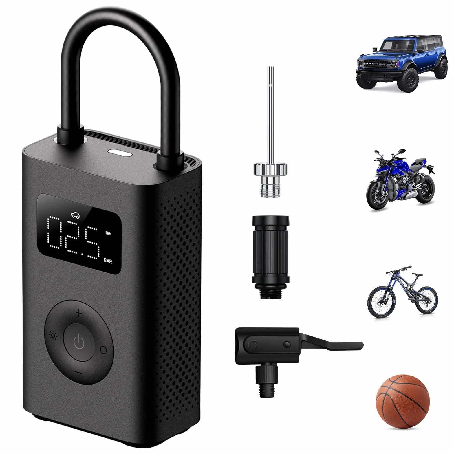 Mijia Compressore d'aria portatile 2000 mAh 0.2-10.3 bar 3-150 psi USB-C nero
