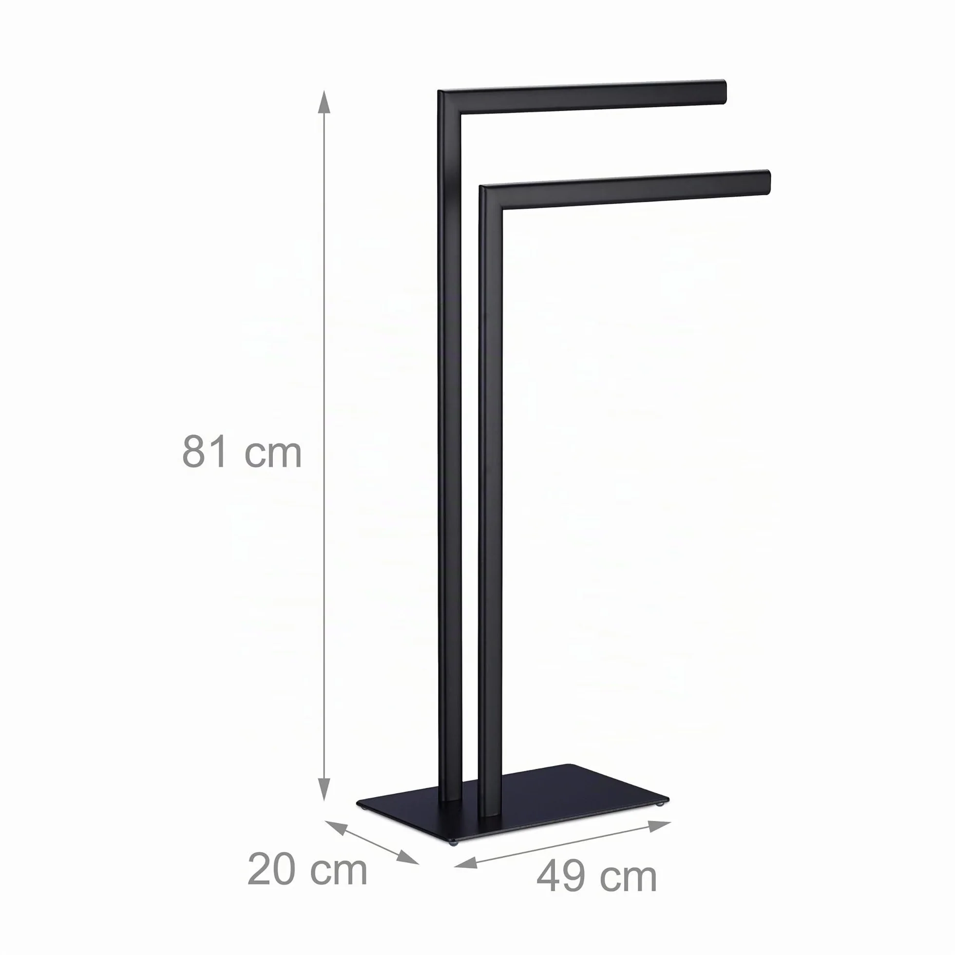 Relaxdays Portasciugamani da Terra Acciaio 2 Bracci HLP 81x49x20 cm Nero