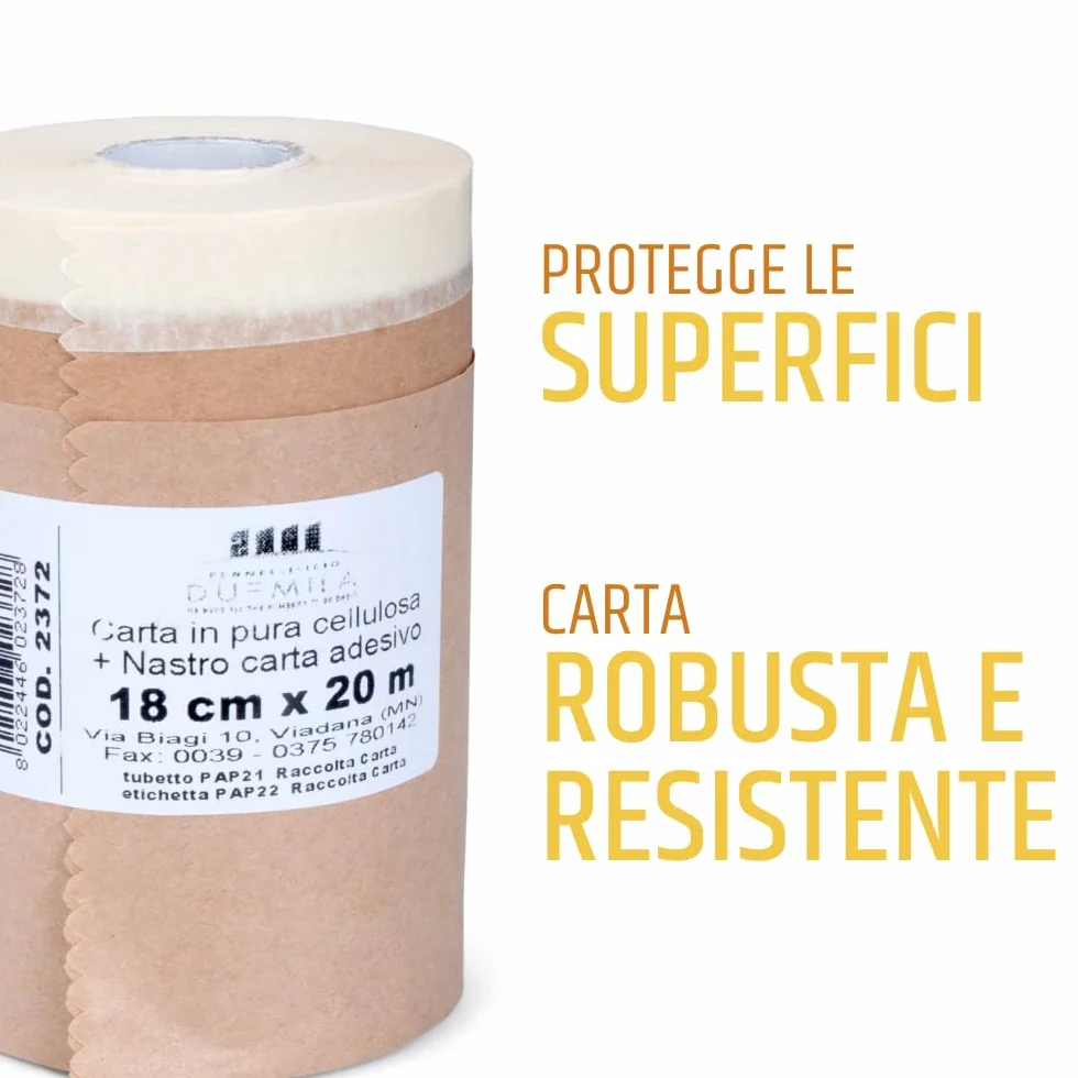 PENNELLIFICIO 2000 Set 3 Rotoli Carta Nastro Adesivo Mascheratura 18 cm x 20 m Made in Italy