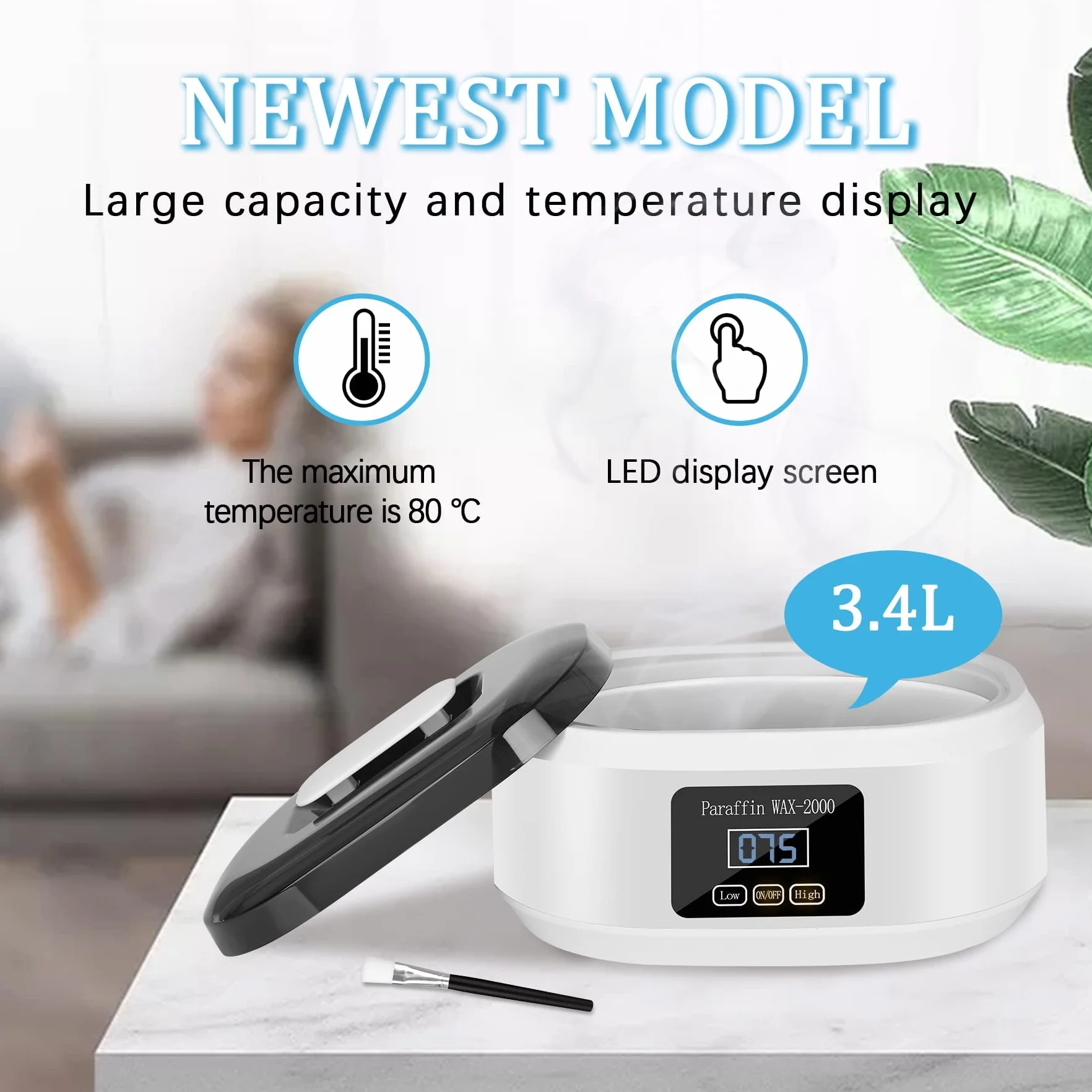 Bagno di paraffina per mani e piedi, Bagno di paraffina da 3400 ml Set da bagno di paraffina per pelli secche e ruvide, con cera di paraffina da 900 g e accessori- Bianco