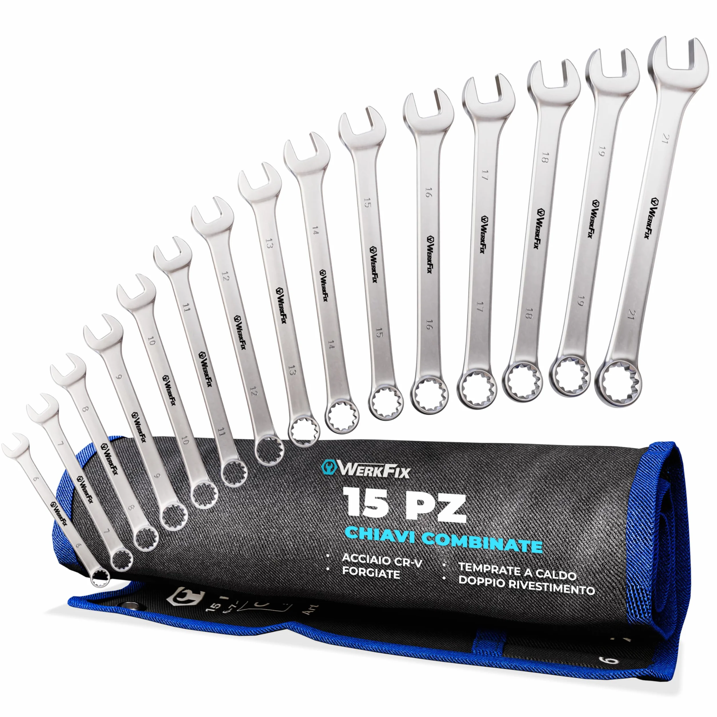 S&R WERKFIX Set Chiavi Inglesi Combinate Anello e Forchetta 12 Pezzi 6-22 mm Chiave Inglese Professionale