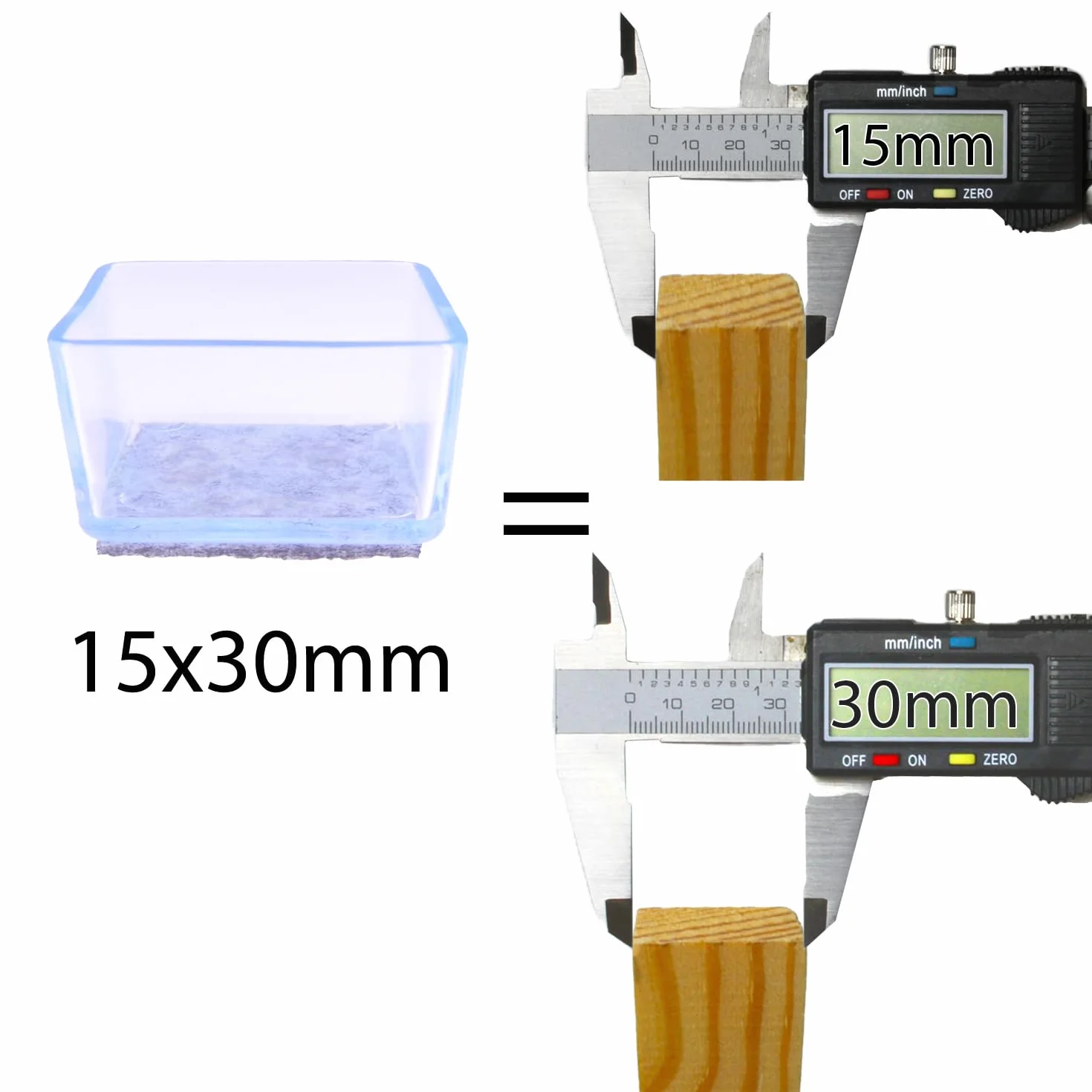 Feltrini per Sedie, Tappi Protettivi per Gambe Rettangolari 15 x 30 mm