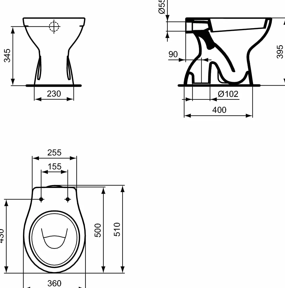 Ideal Standard Eurovit vaso a terra scarico a pavimento "S" non UNI bianco