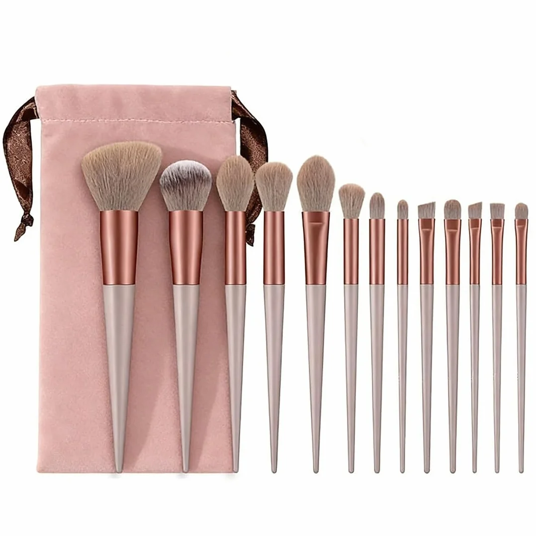 Pennelli Make Up,13 Pezzi Set Pennelli Make Up,Set Viso e Occhi,Trucchi,Pennello Trucco Sintetico a Setole Morbide per Makeup Brushes Regalo,per Fondazione,Cipria,Ombretto,Fard(Marrone)