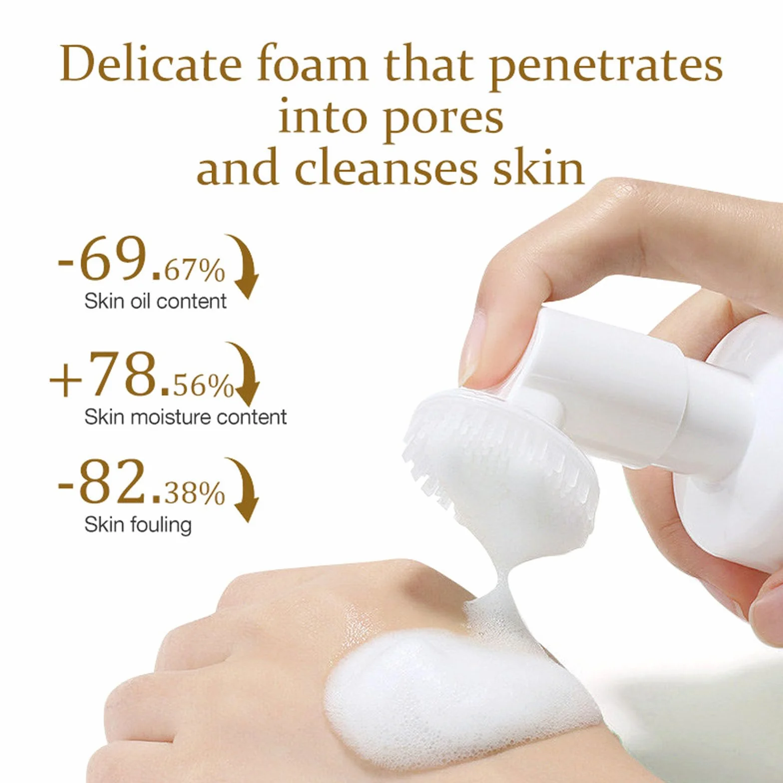 Detergente schiumogeno per riso, detergente esfoliante delicato per il viso con spazzola in silicone, detergente idratante profondo per il viso al riso, detergente nutriente e idratante per la cura