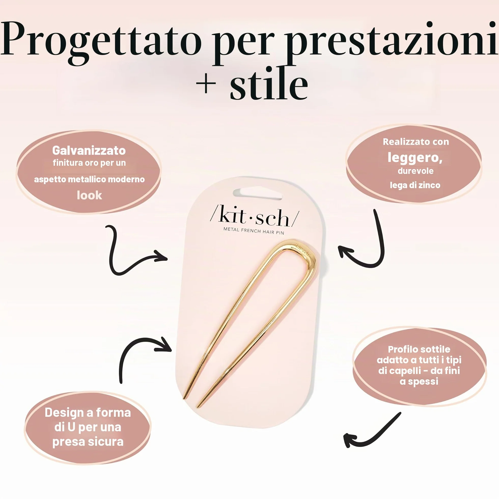 Kitsch Forcine Francesi per Capelli da Donna – Elegante e Durevole Forcella in Metallo per Acconciature a Chignon, Coda e Treccia, Tenuta Sicura Tutto il Giorno, Vestibilità Confortevole | Regali