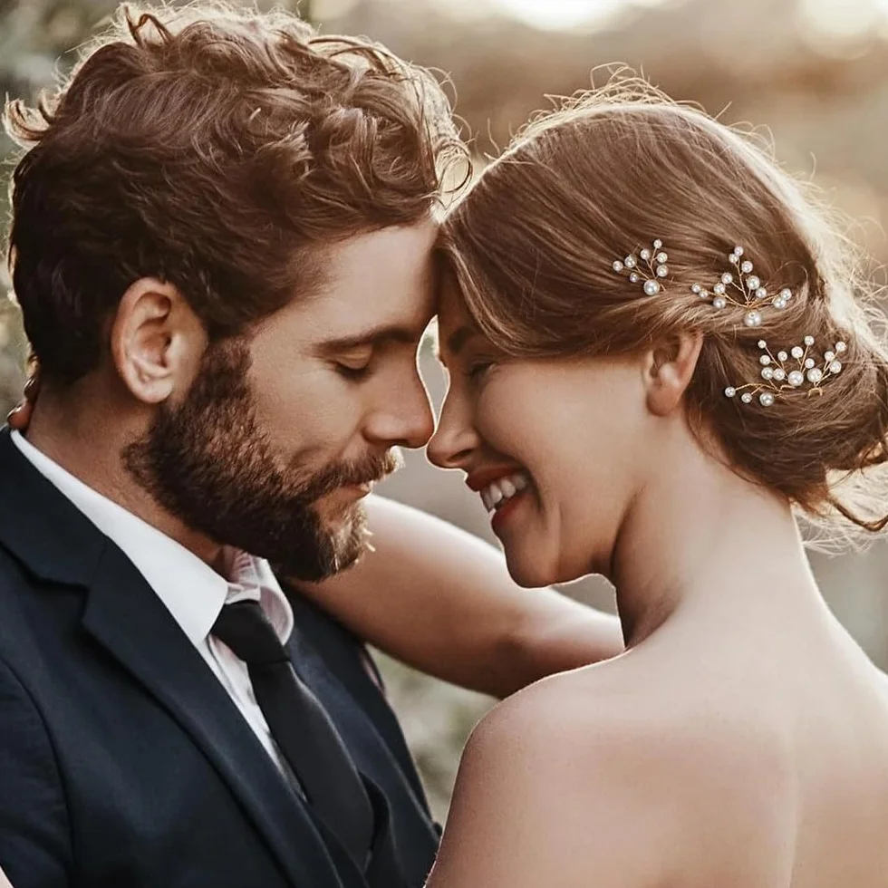 7 Pezzi Forcine Capelli Sposa Set di Forcine a Forma di U Eleganti Acconciatura da Sposa con Perle per Damigelle Donne Ragazza