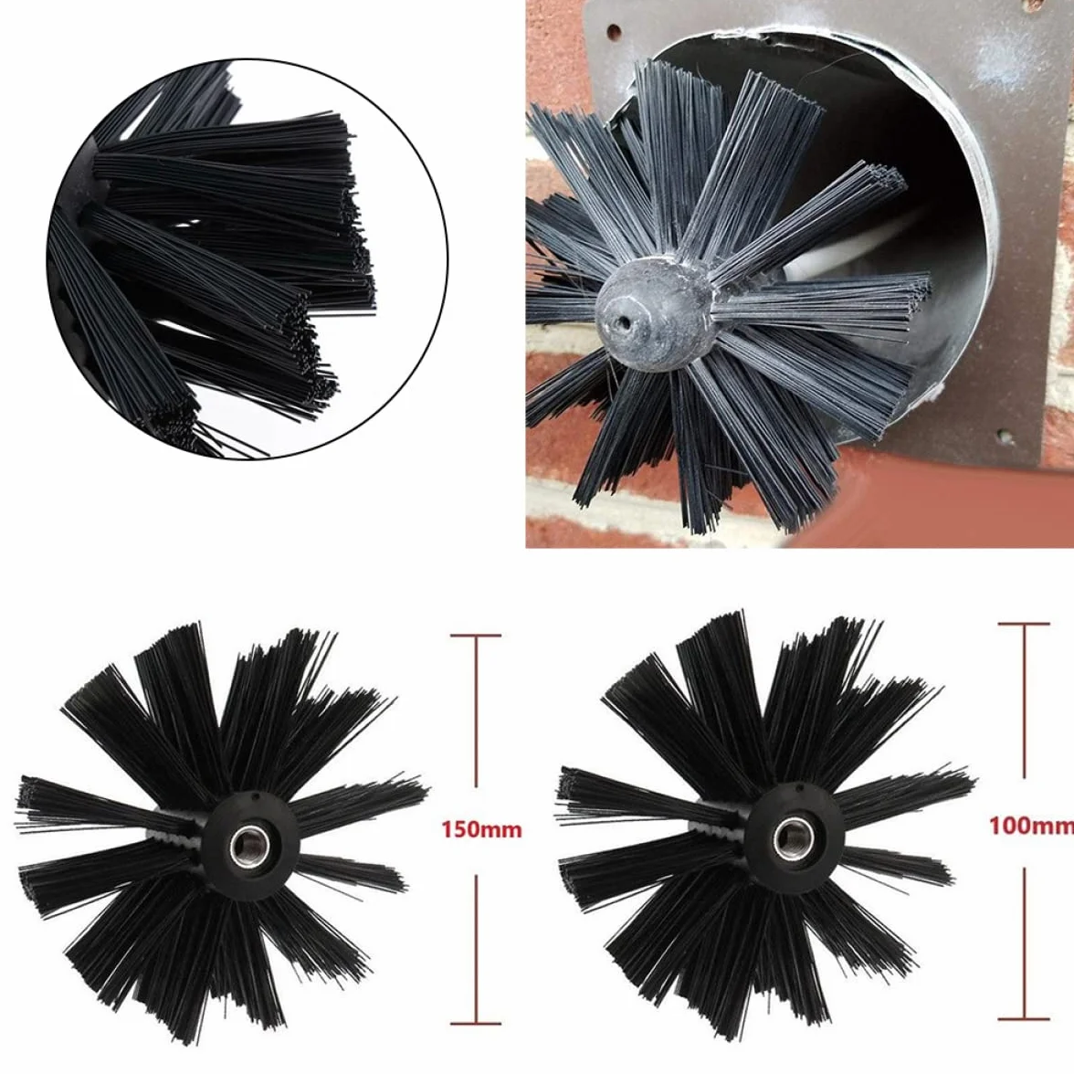 SPORTARC Spazzola per la pulizia del camino 100/150 mm testa in nylon