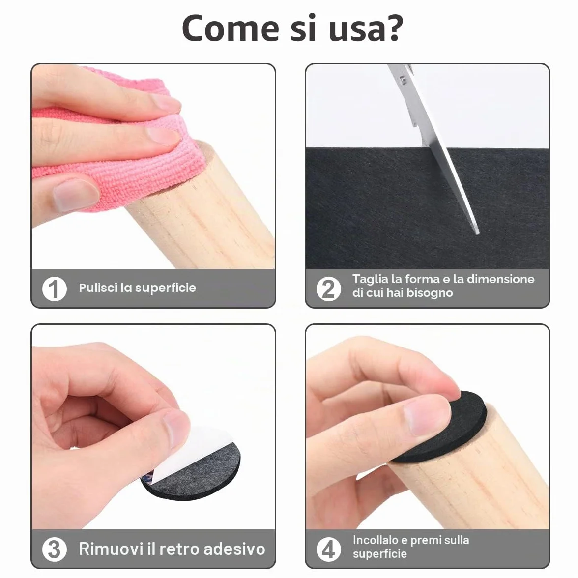 Vicloon Feltro autoadesivo 120 cm, 3 rotoli, antiderapant, protegge mobili e pavimenti in legno, nero