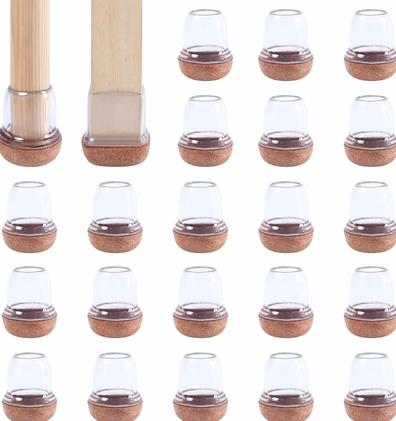 Coprigambe per Sedia in Silicone con Feltro 24 pezzi 14-36mm Elastiche Protezione Antigraffio per Mobili