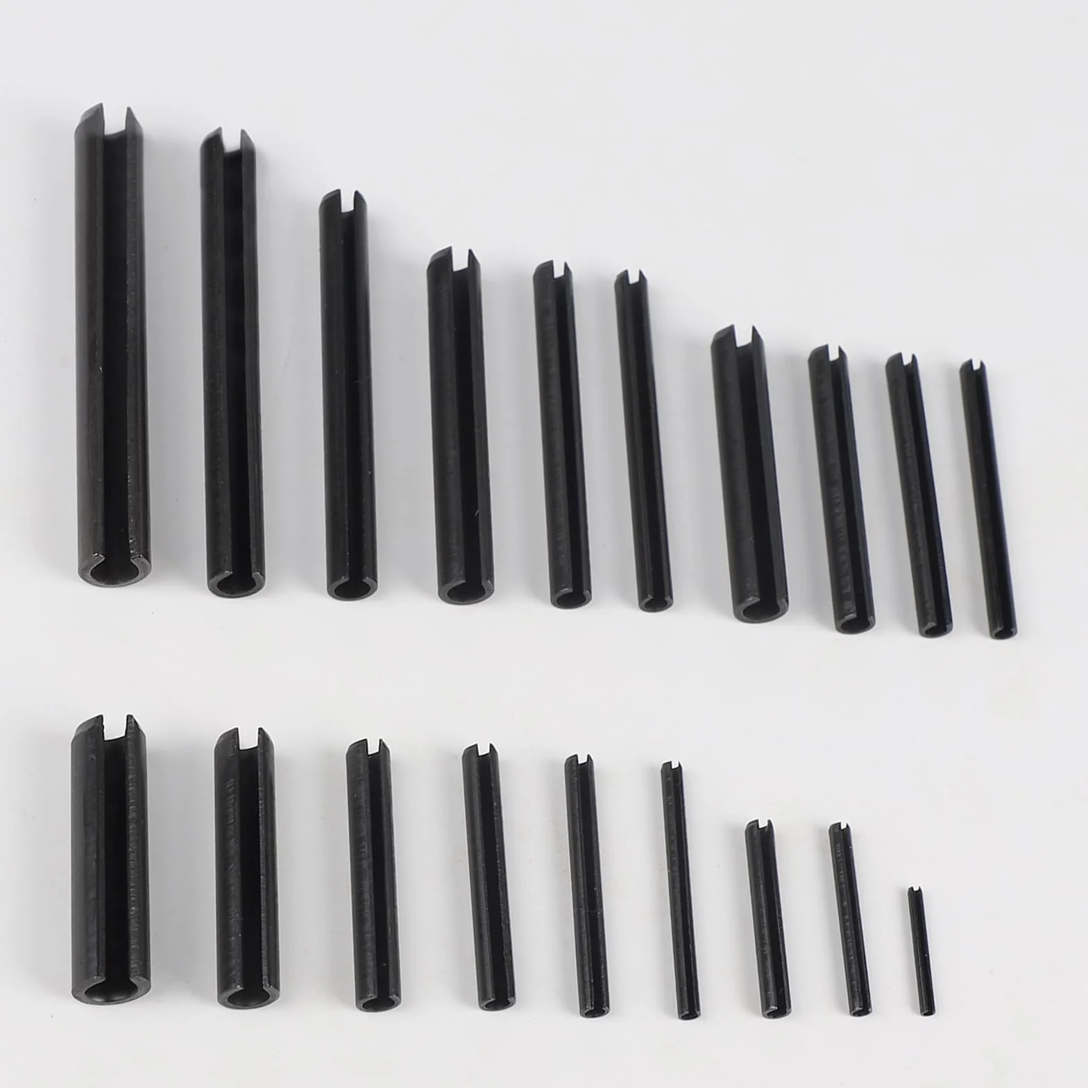 450 Pezzi Spine Elastiche Acciaio Inox, 19 Dimensioni Perno di Tensione a Molla Nero Ø 2.0-10mm, con Scatola di Plastica