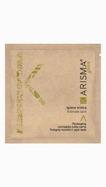 Sapone intimo in bustina da 10 ml, New Karsima Green Confezione da 500 pz - Linea Cortesia Hotel Confezione in carta Bio compostabile monouso e monodose
