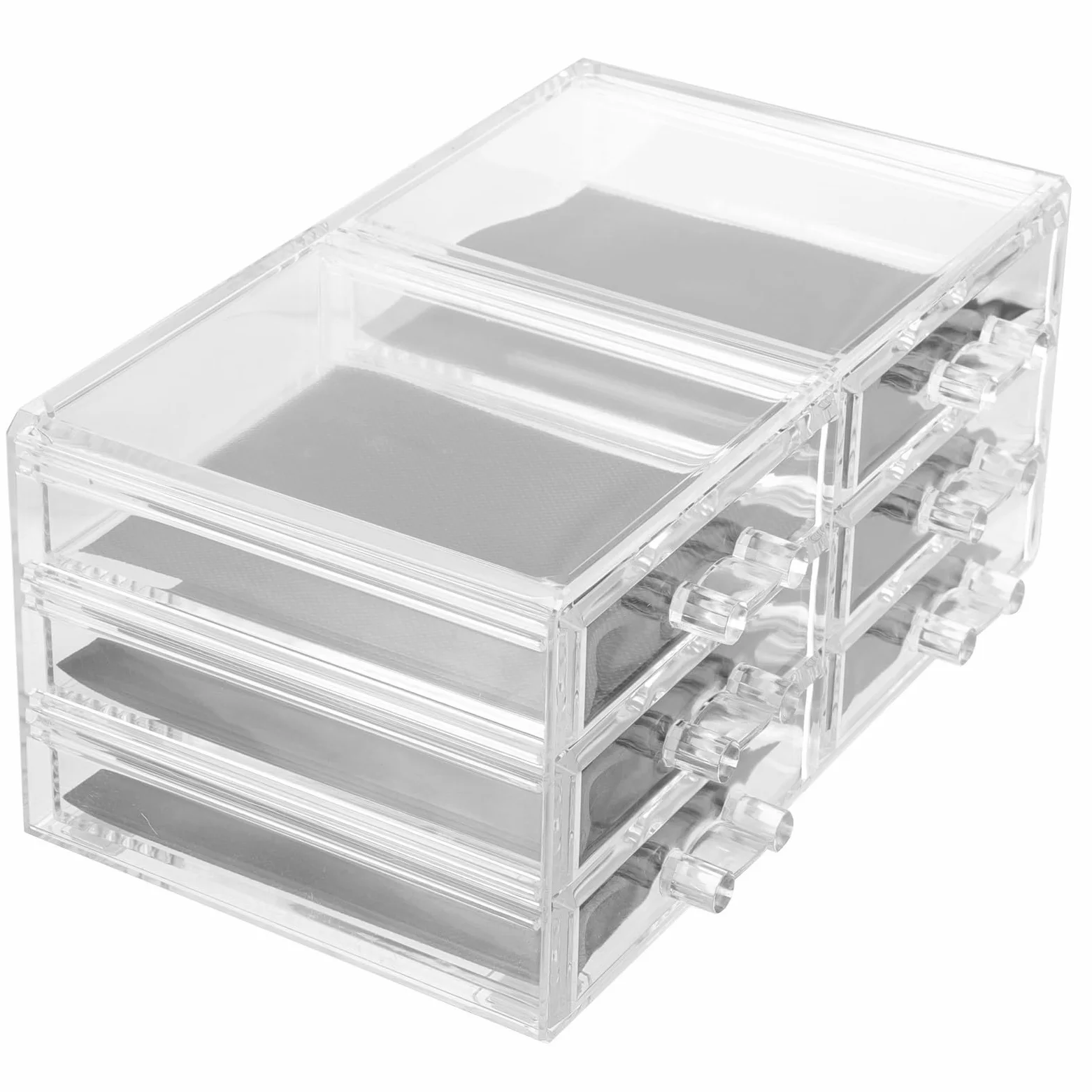 KICHOUSE Porta Trucchi Acrilico Trasparente 3 Cassetti, Organizer per Trucco da Bagno e Vanità, Contenitore Cosmetici Grande Capacità per Accessori Make Up