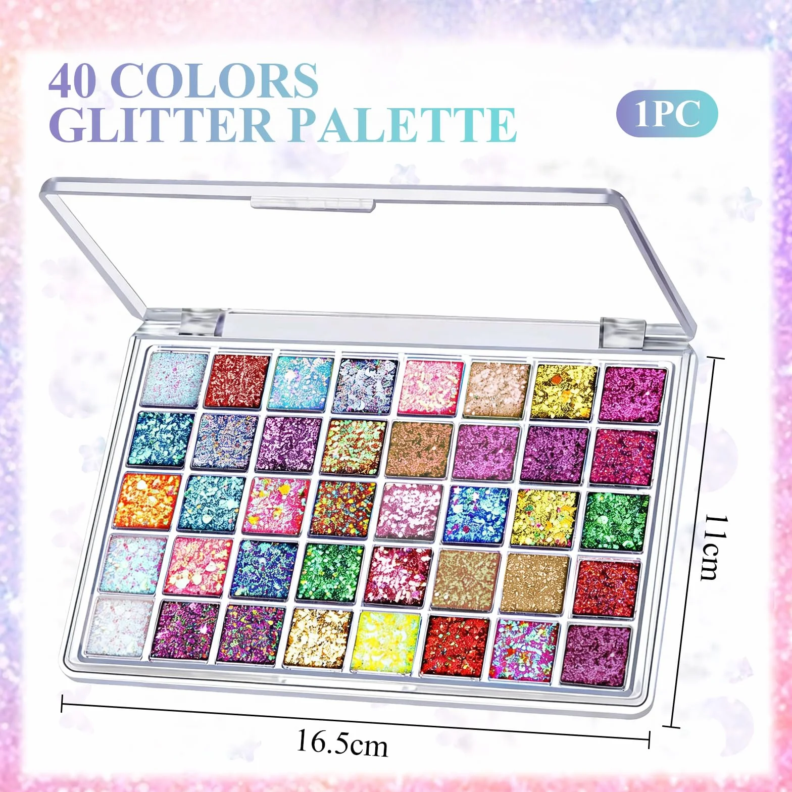 40 Colori Palette Ombretti Glitter, Palette Make Up per Corpo e Viso, Gel Glitter per Ombretti, Make Up Adulti Bambini, Set Trucco Carnevale Feste e Halloween