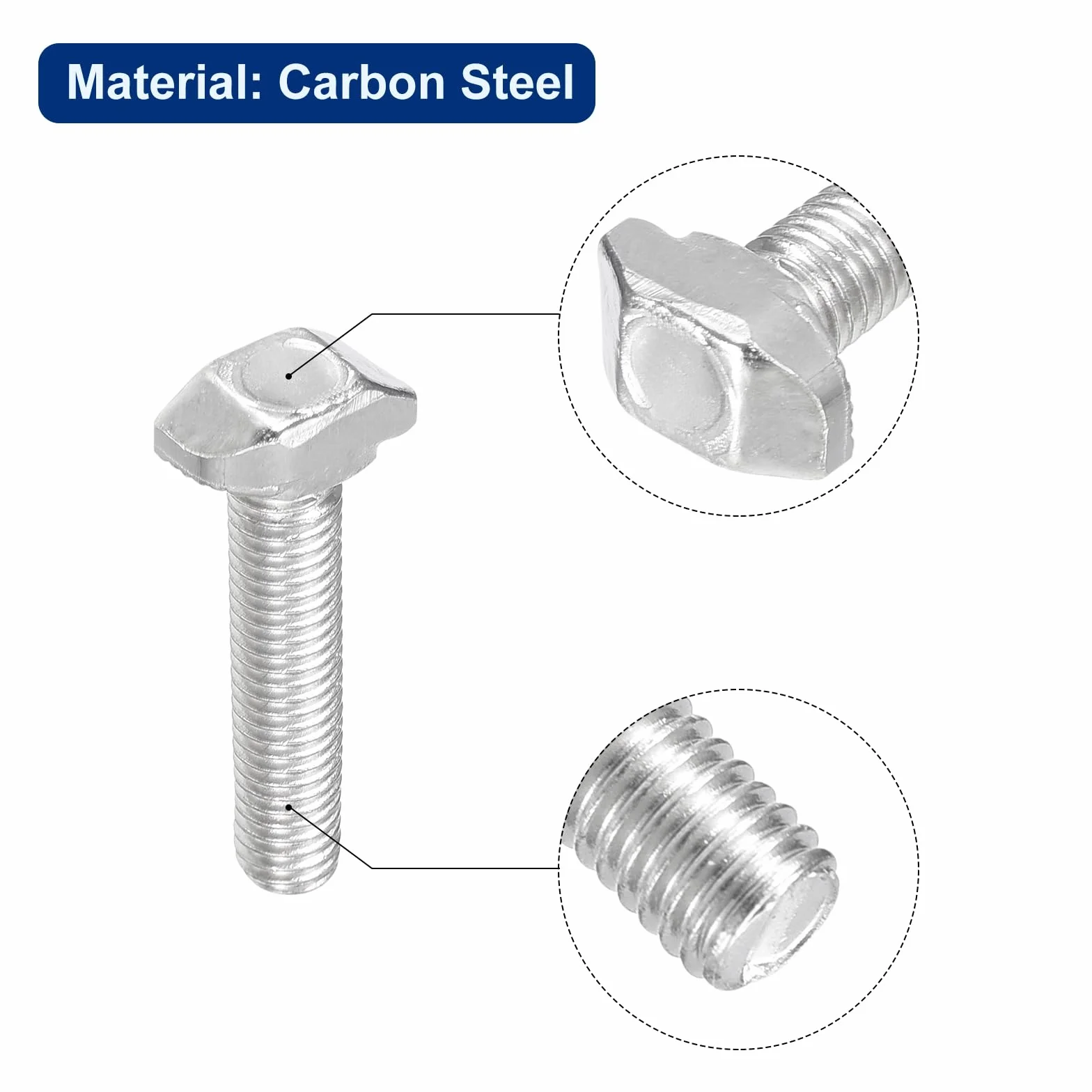 20pz Bulloni a T-Slot M5 x 25mm Bullone Testa a Martello Vite a T Perno per Profilo Alluminio Serie 2020 Acciaio Carbonio Nichelato Argento