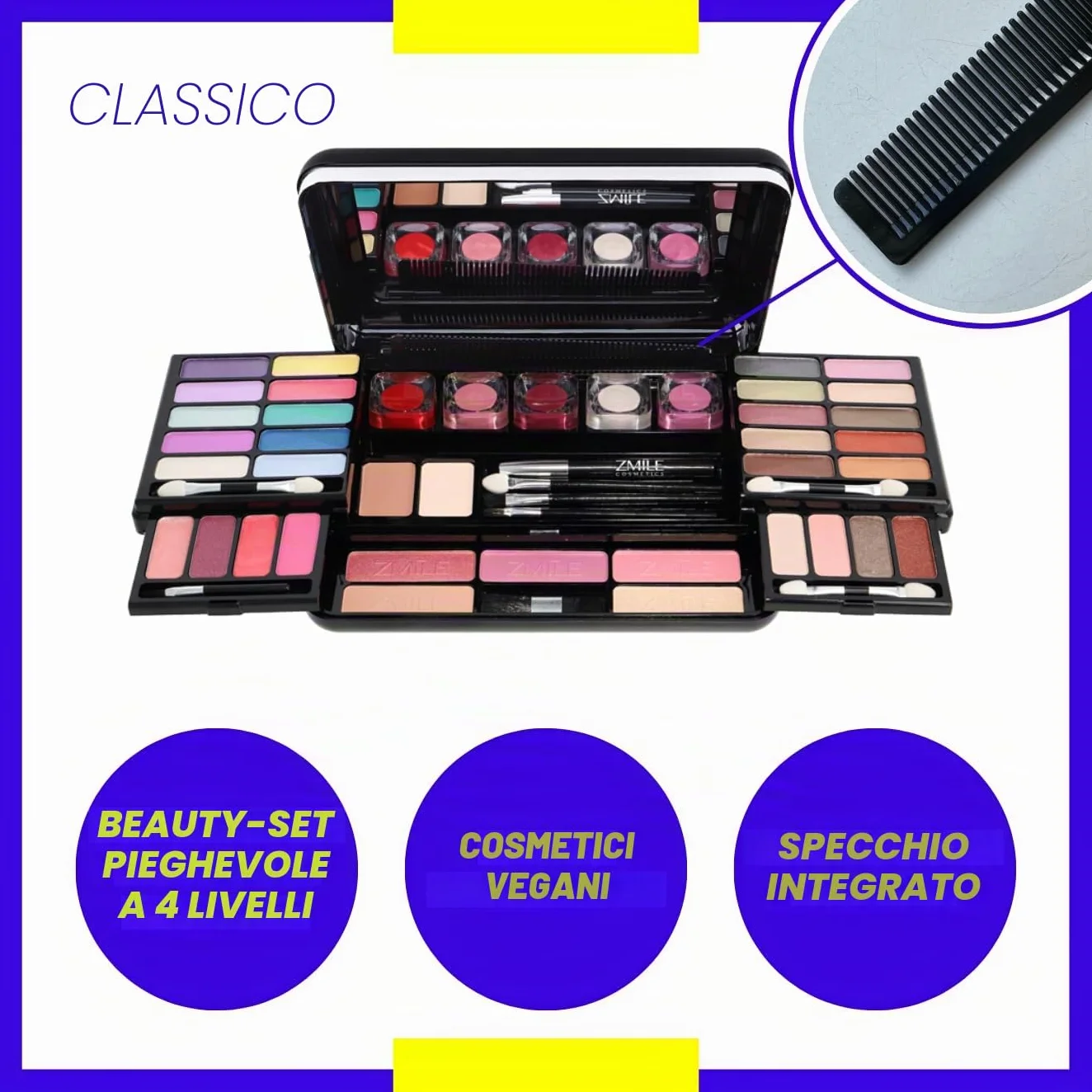 ZMILE Cosmetics Tavolozza Trucco Classic, Cosmetici Vegan, Nero